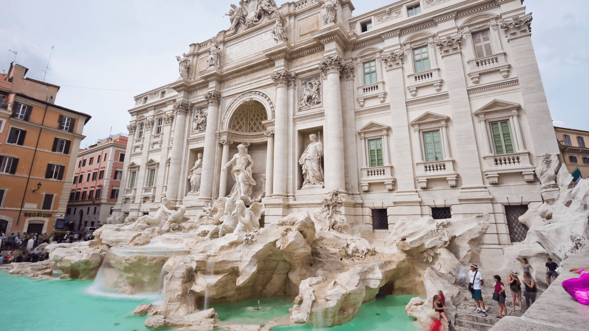 1920x1080 summer day rome city famous trevi fountain front panorama 4k time, Desktop