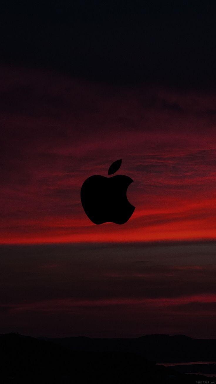 740x1310 Red, sunset, sky, logo, apple, wallpaper, iPhone, clean, Phone