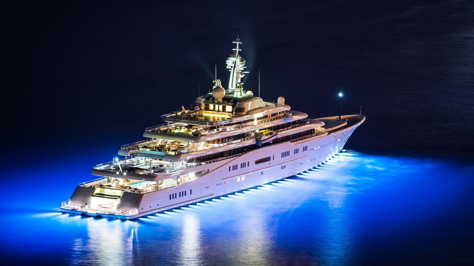 1920x1080 mega yacht yachts superyacht yacht eclipse night night helicopter, Desktop