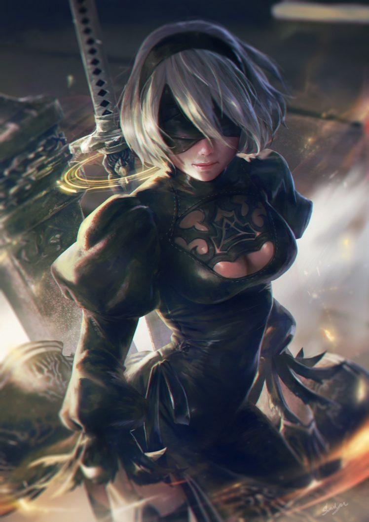 750x1060 2B (Nier: Automata), Warrior, Nier: Automata, Sword, NieR Wallpaper, Phone