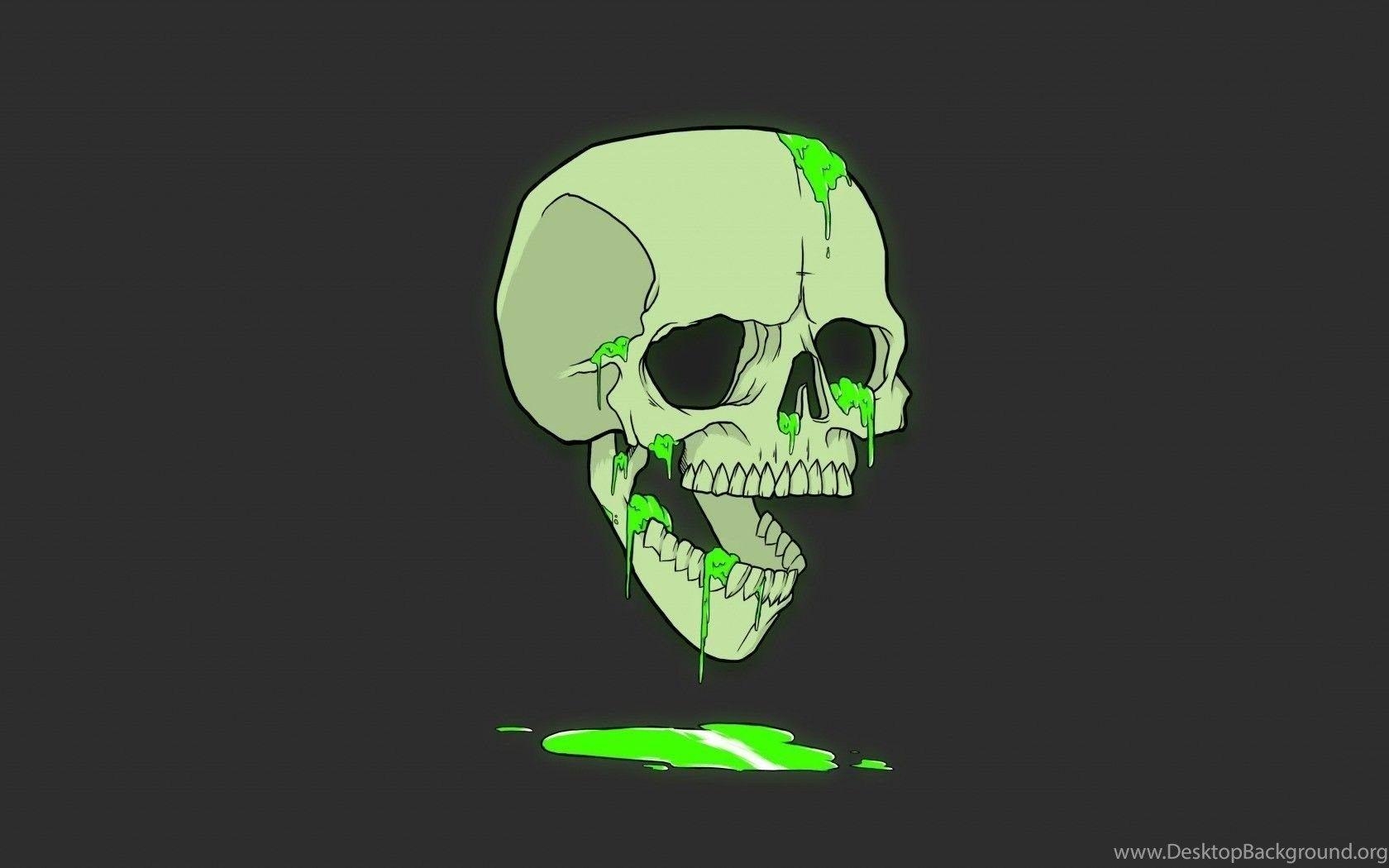 1680x1050 Skull, Bones, Artwork, Humor, Minimalism, Green Wallpaper HD, Desktop