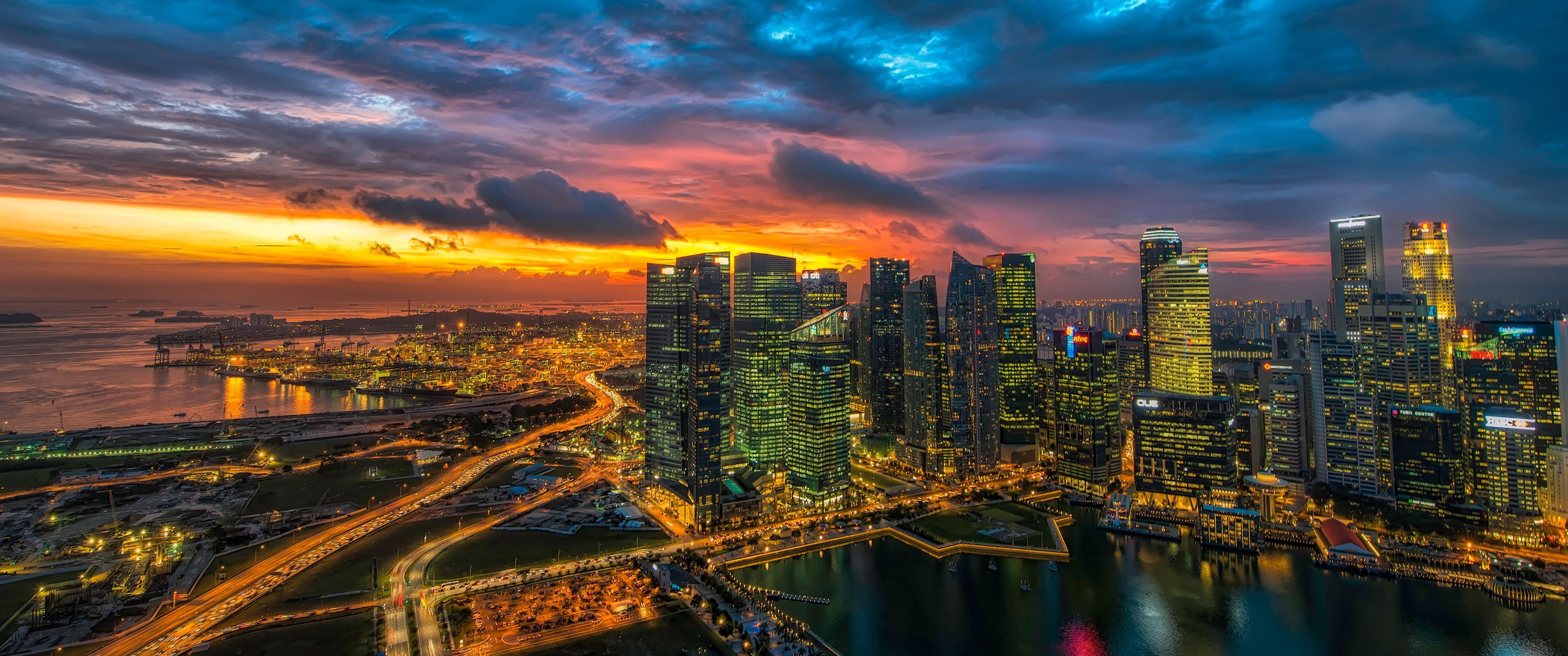 3440x1440 Glowing Singapore 219 Wallpaper Ultrawide Monitor 219 3440 X 1440 HD Wallpaper, Dual Screen