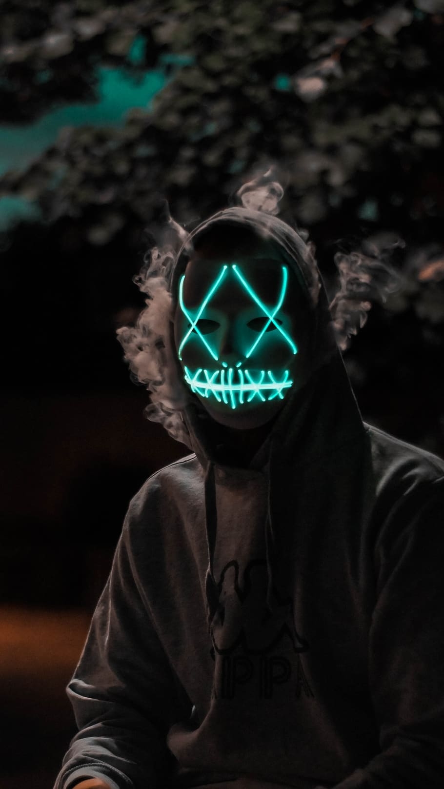 910x1620 HD wallpaper: purge, light, mask, halloween, dark, head, face, human, portrait, Phone