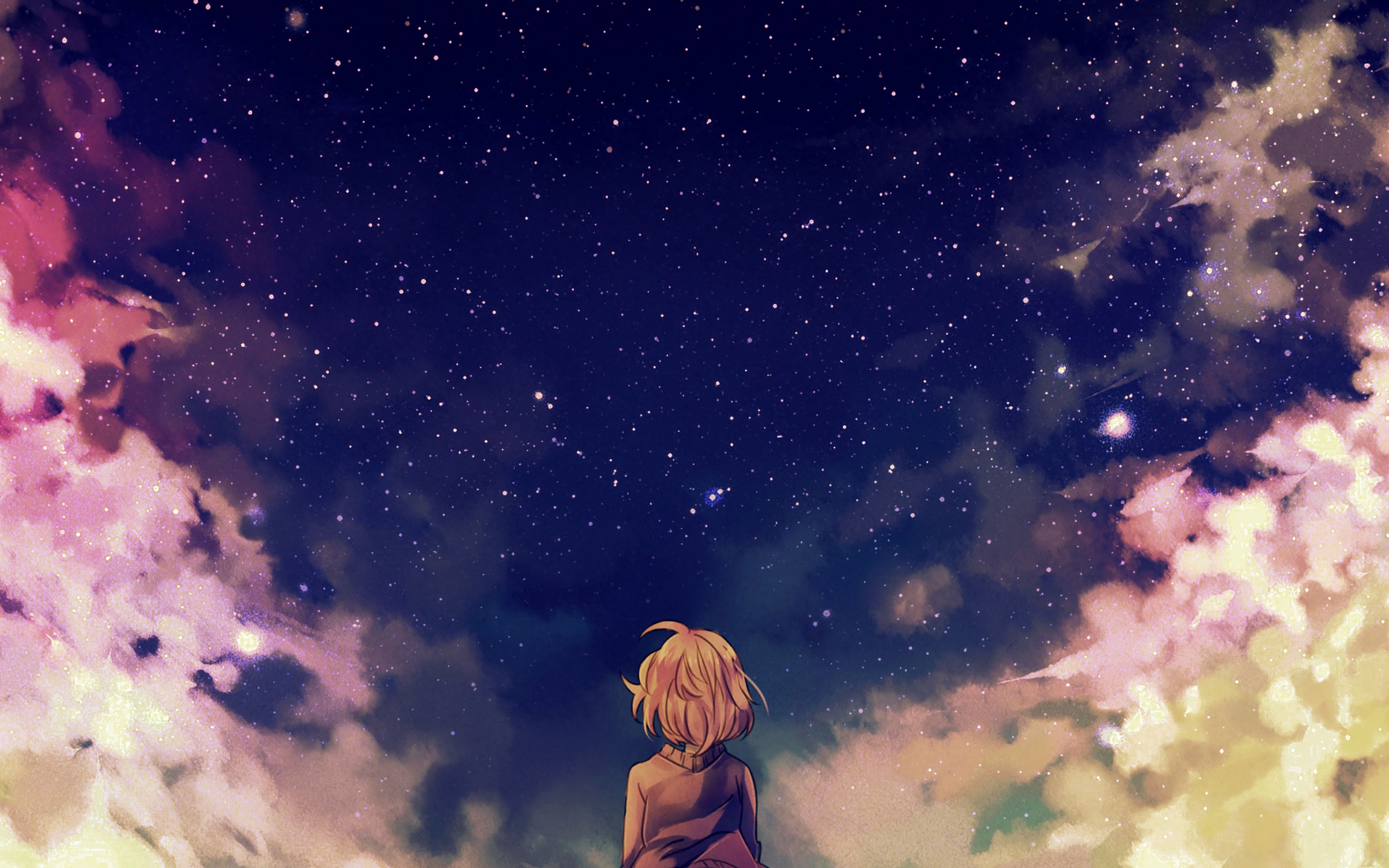 3840x2400 Starry Space Illust Anime Girl Wallpaper, Desktop