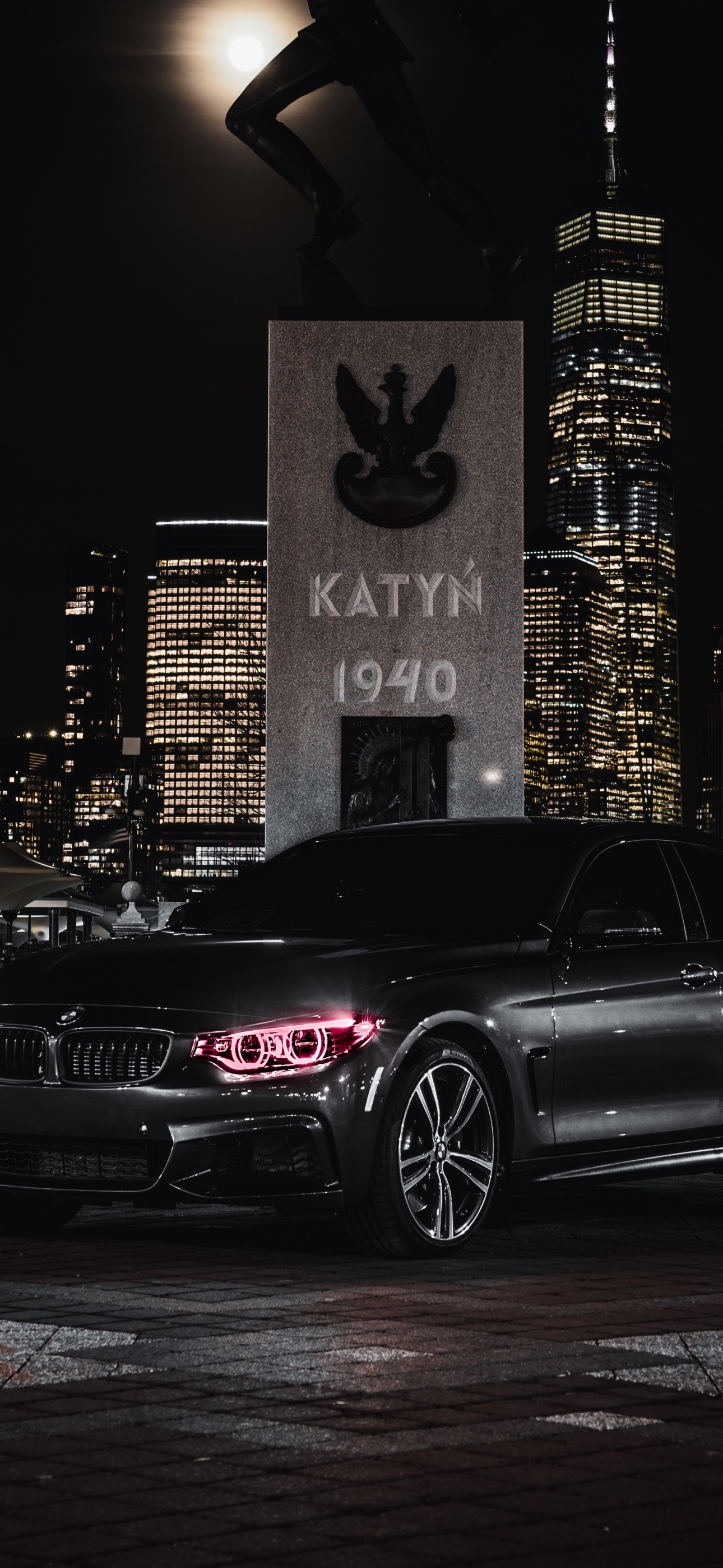 1290x2800 BMW M4 Wallpaper 4K, Black Edition, Angel Eyes, Night, Phone