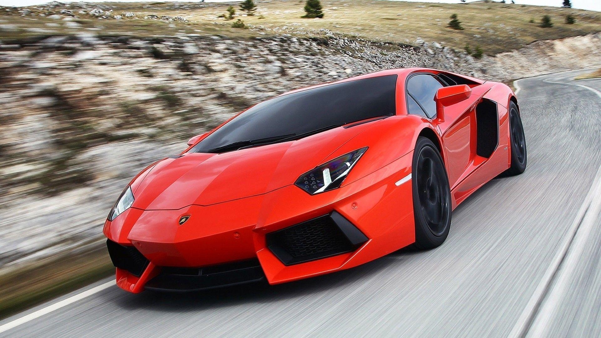 1920x1080 Lamborghini Aventador Red Supercar In The Highway Wallpaper, Desktop