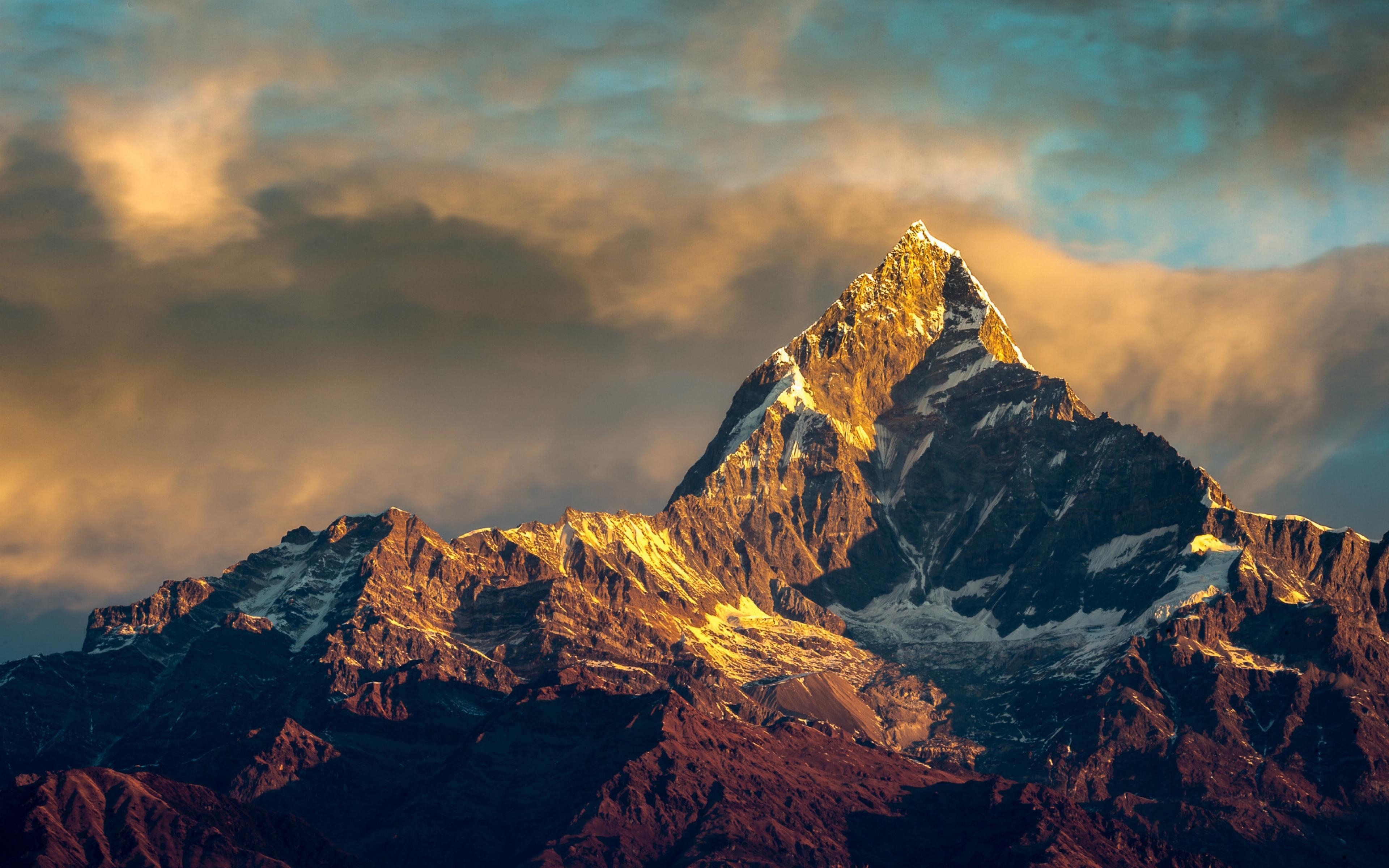 3840x2400 HD Background Annapurna Mountain Nepal Himalayas Range Sky Sunset, Desktop