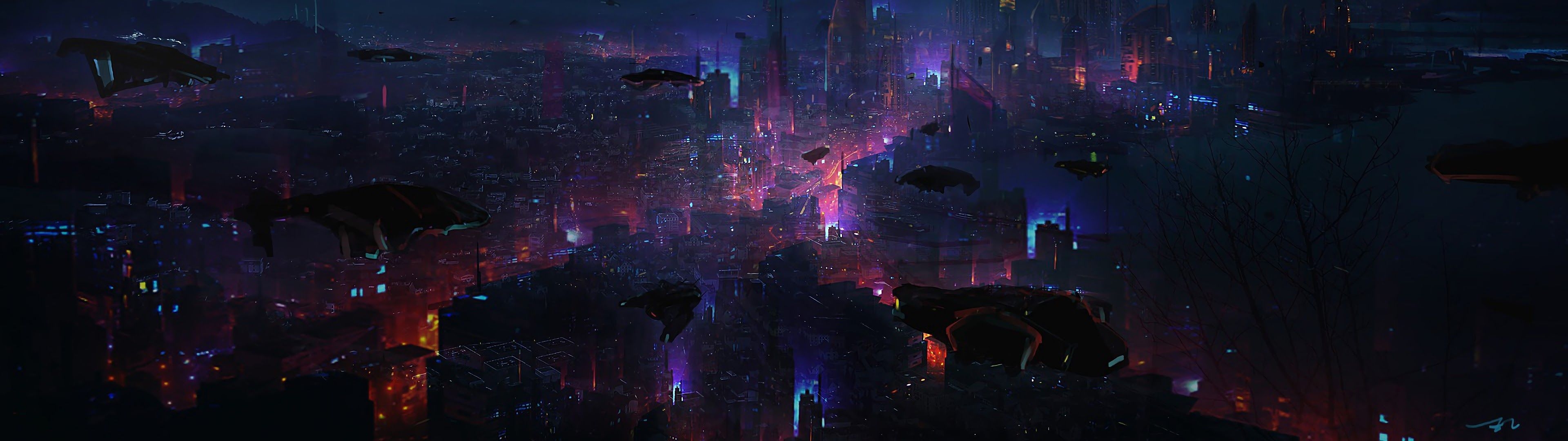 3840x1080 Cyberpunk Dual Screen Wallpaper Free Cyberpunk Dual Screen Background, Dual Screen