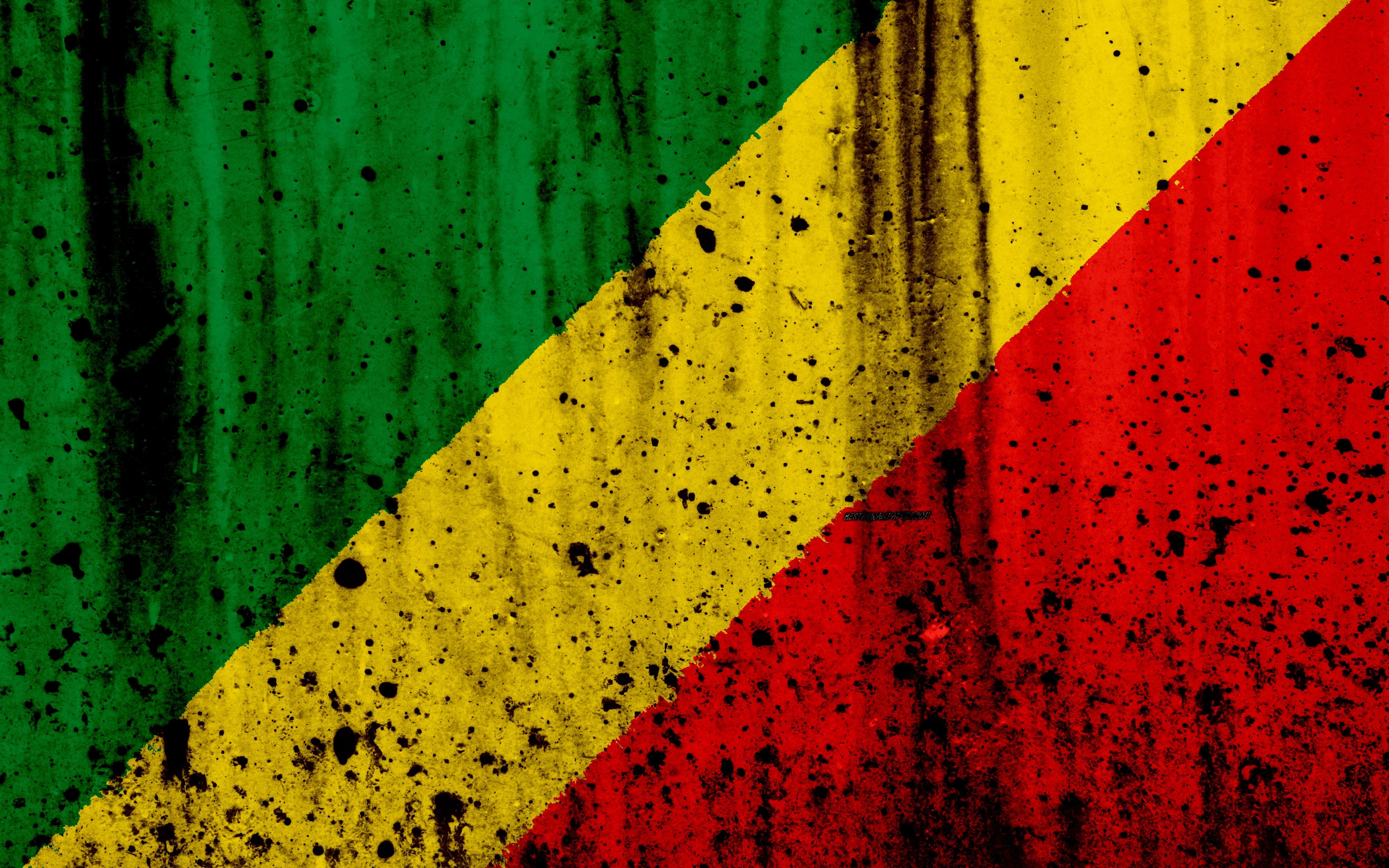 3840x2400 Download wallpaper Congosolian flag, 4k, grunge, flag of Congo, Desktop