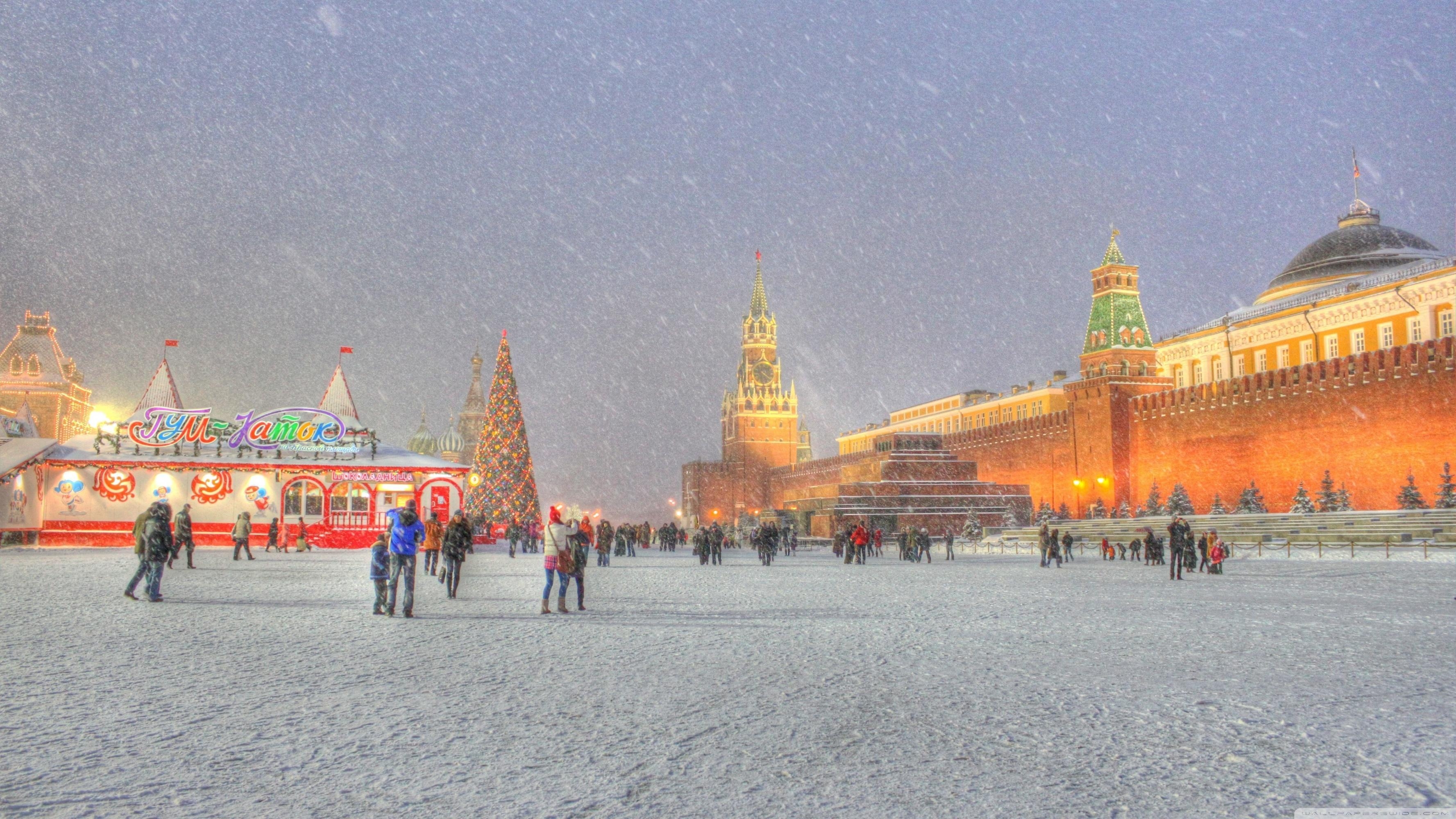 3560x2000 Red Square Moscow Russia Winter Holidays ❤ 4K HD Desktop Wallpaper, Desktop