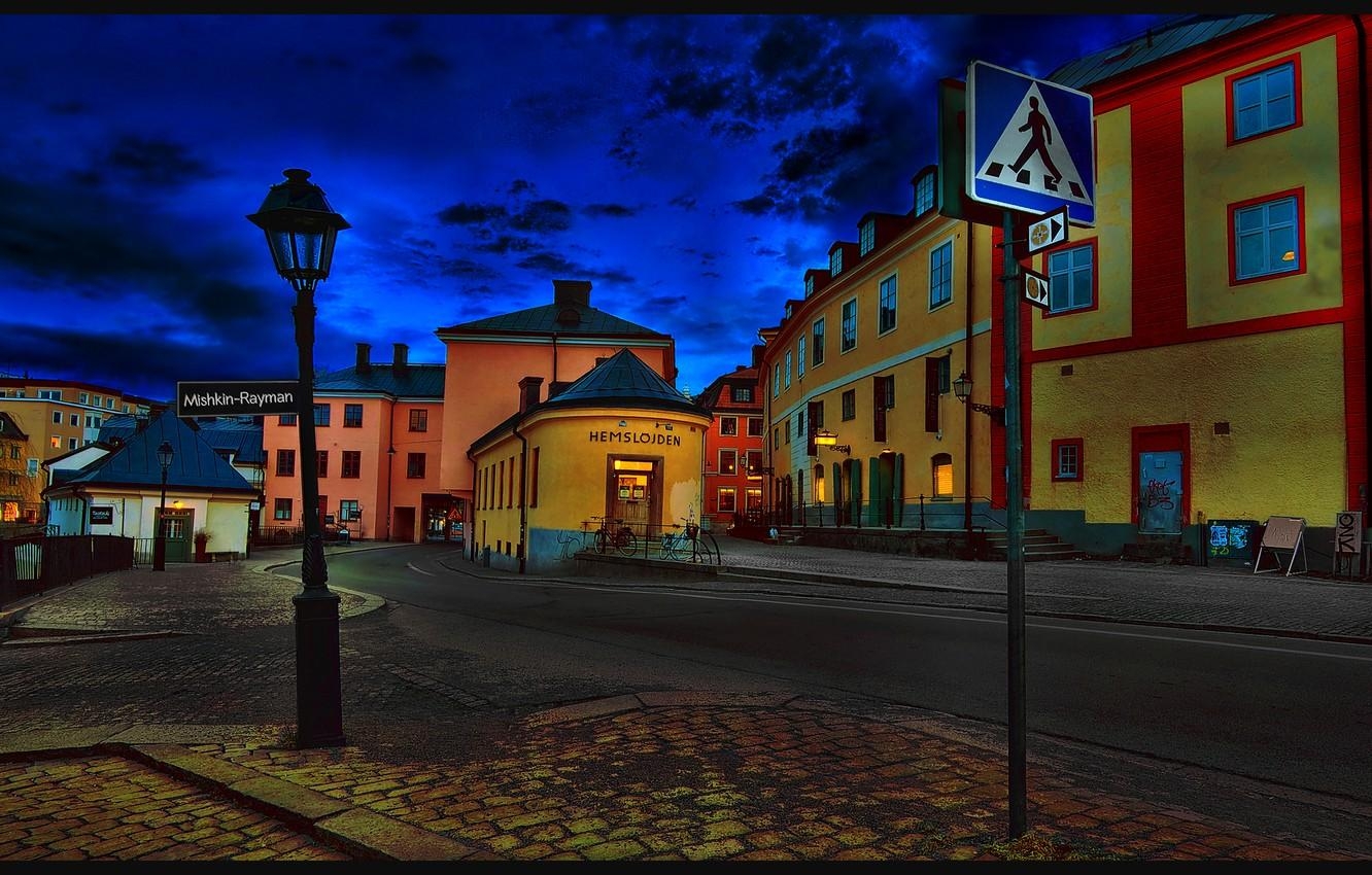 1340x850 Wallpaper city, the city, street, the evening, Sweden, Sweden, Desktop