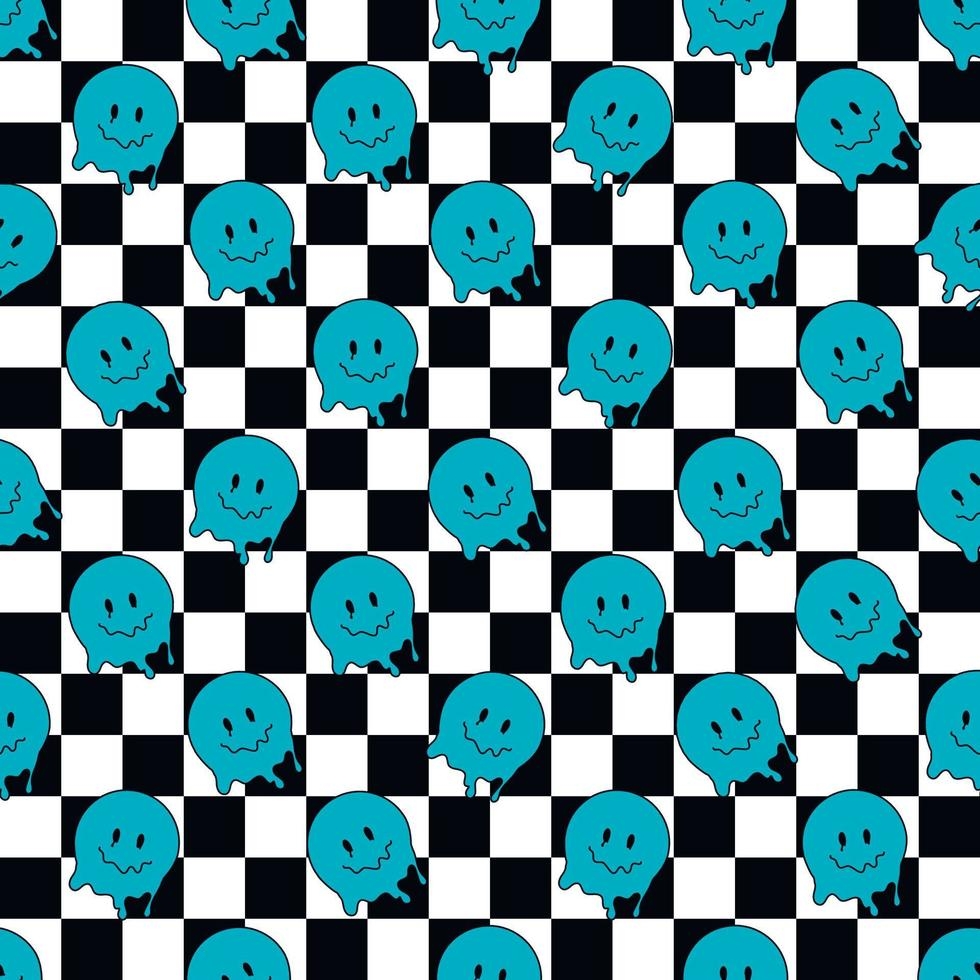 980x980 Funny smile dope faces seamless pattern. psychedelic surreal techno melt smile background. Trippy smiley faces, techno, melting smile face cartoon background wallpaper concept art. Y2K aesthetic, Phone