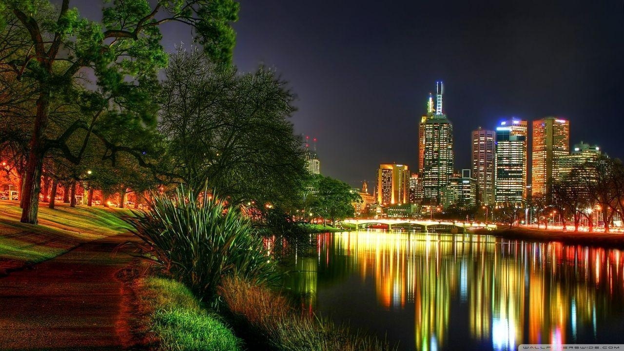 1280x720 Melbourne At Night HD desktop wallpaper, High Definition, Desktop