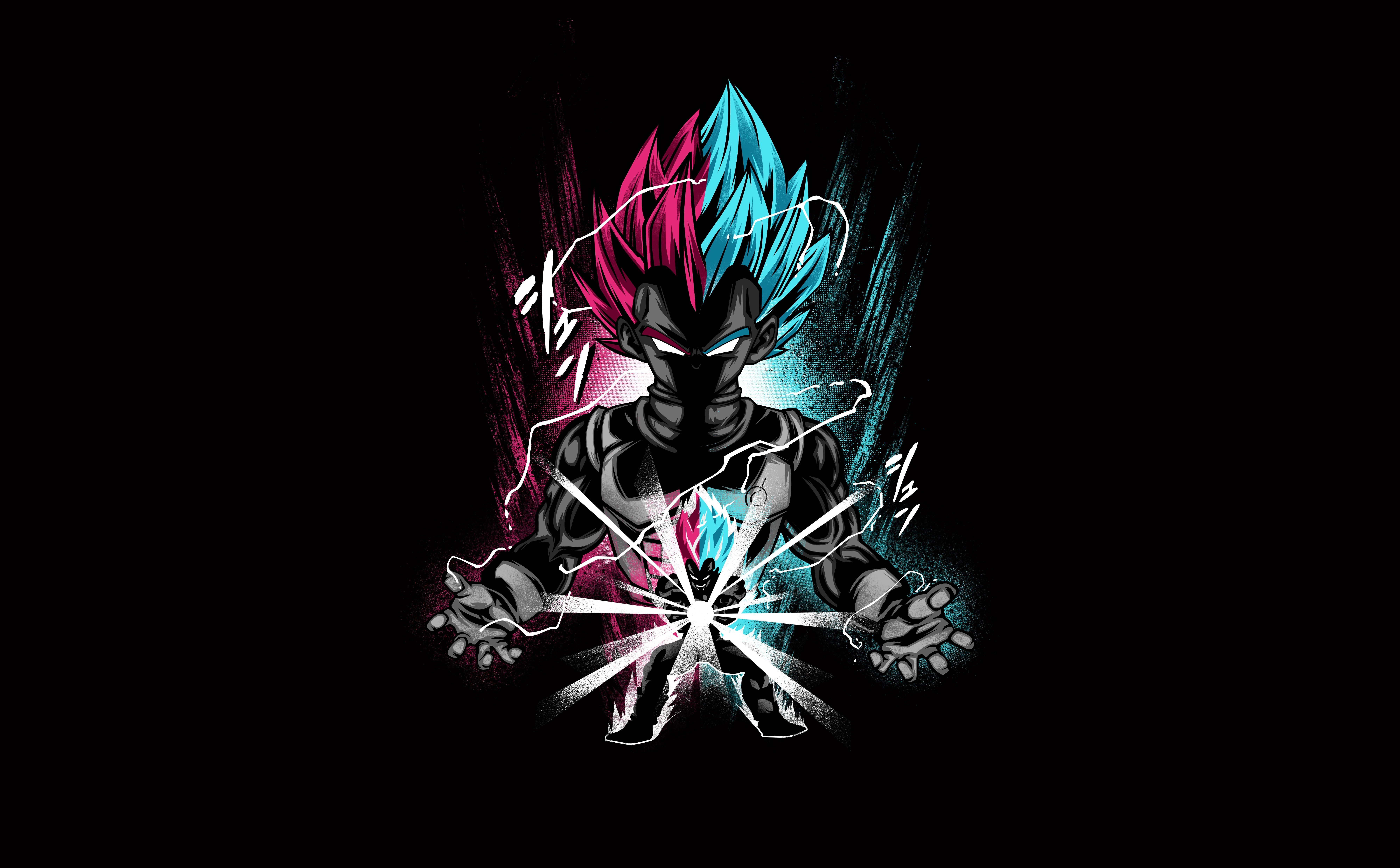 8000x4970 Vegeta 4K Wallpaper, Dragon Ball Z, Anime Series, Black Background, AMOLED, 5K, 8K, Black Dark, Desktop