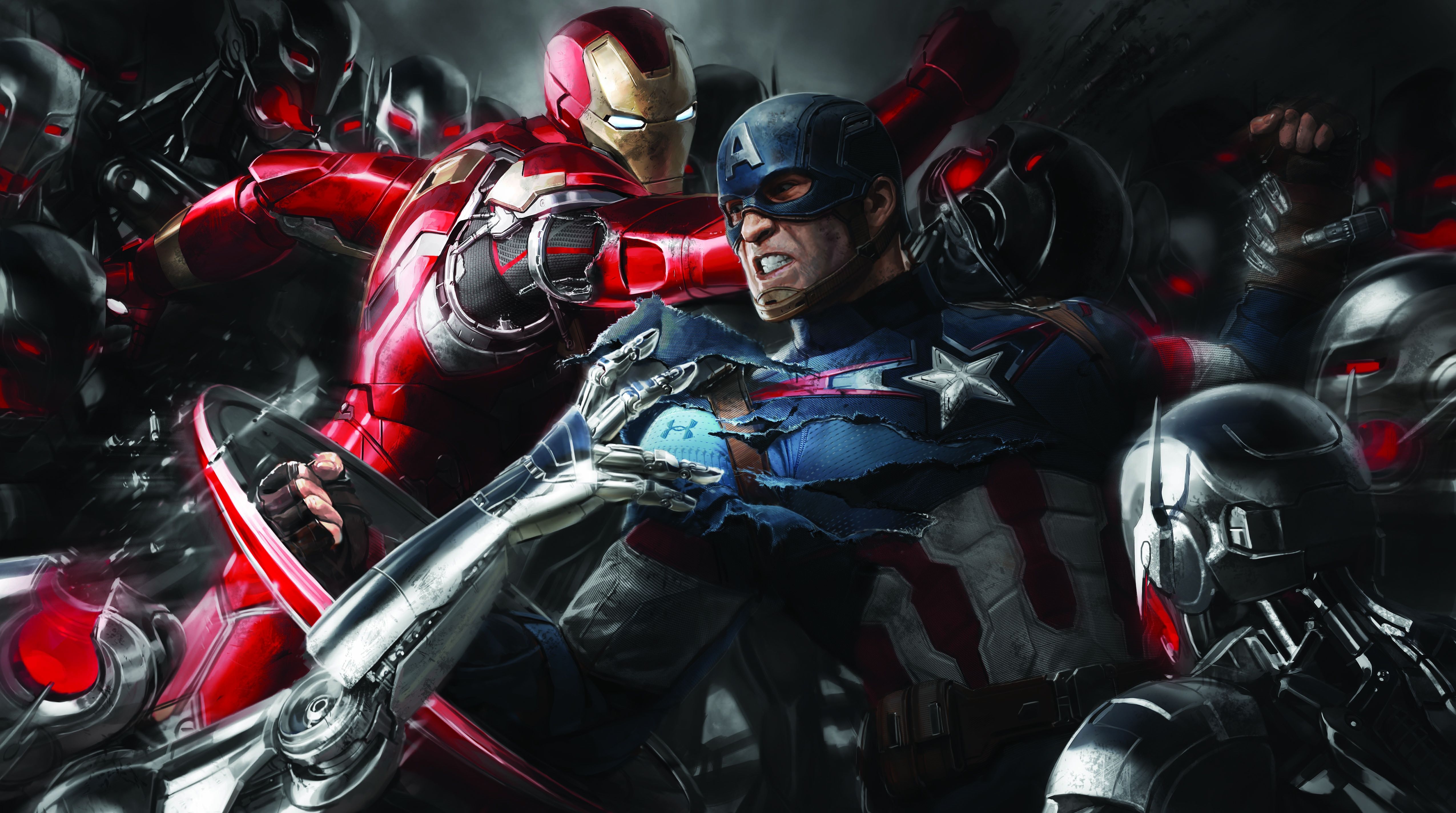 5100x2850 Wallpaper Iron Man, Captain America, Civil War, Concept Art, Movies, Desktop