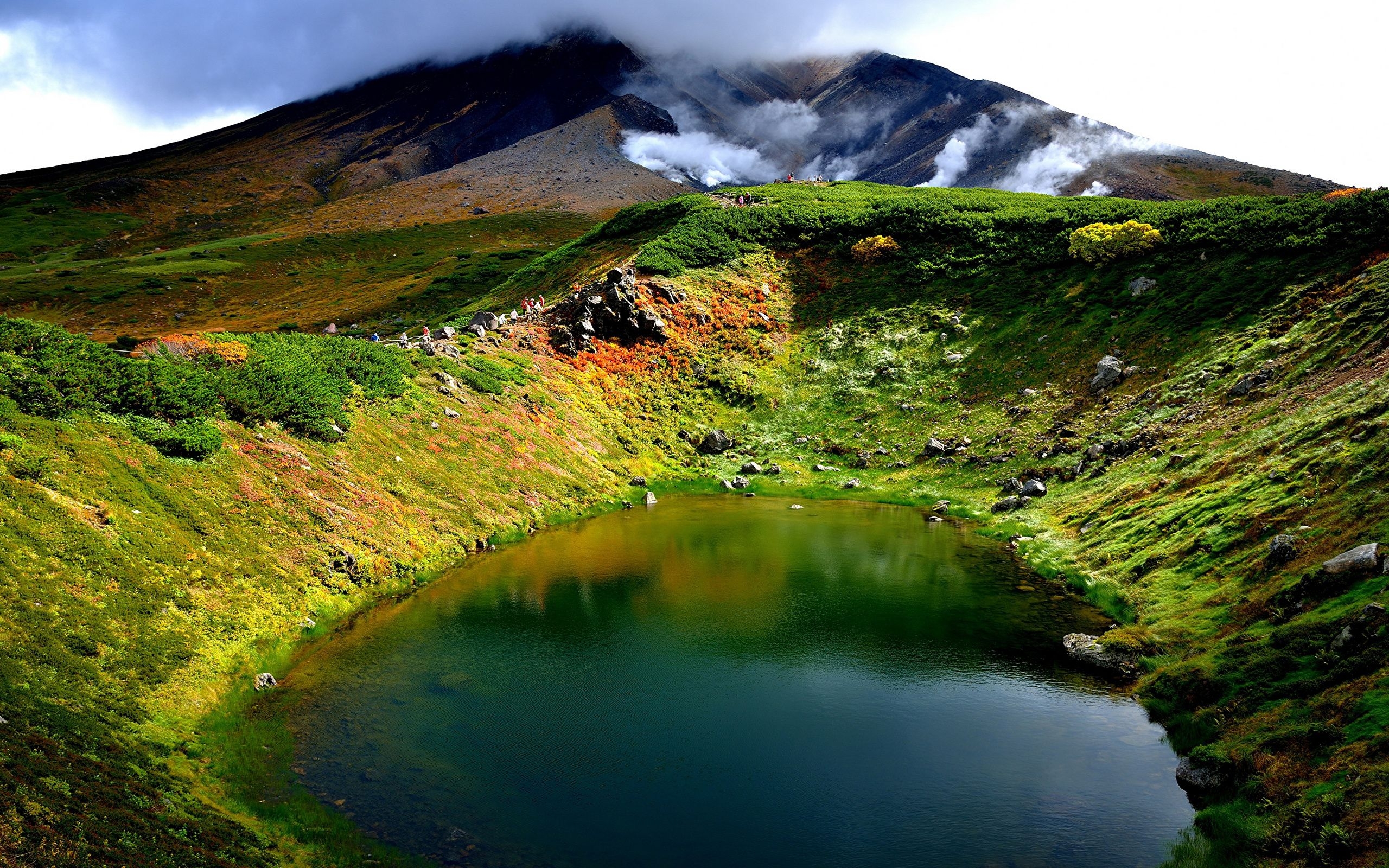 2560x1600 Wallpaper Japan Volcano Hokkaido Nature Mountains Lake, Desktop