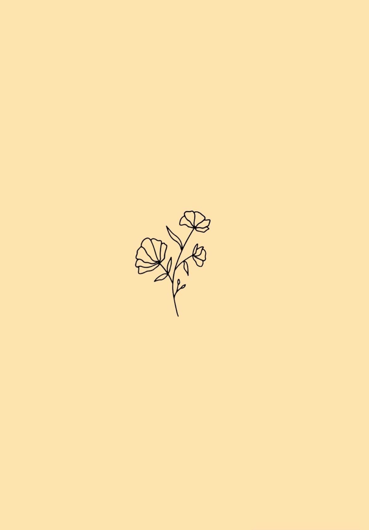 1200x1730 minimalist flower wallpaper; pastel yellow background, Phone