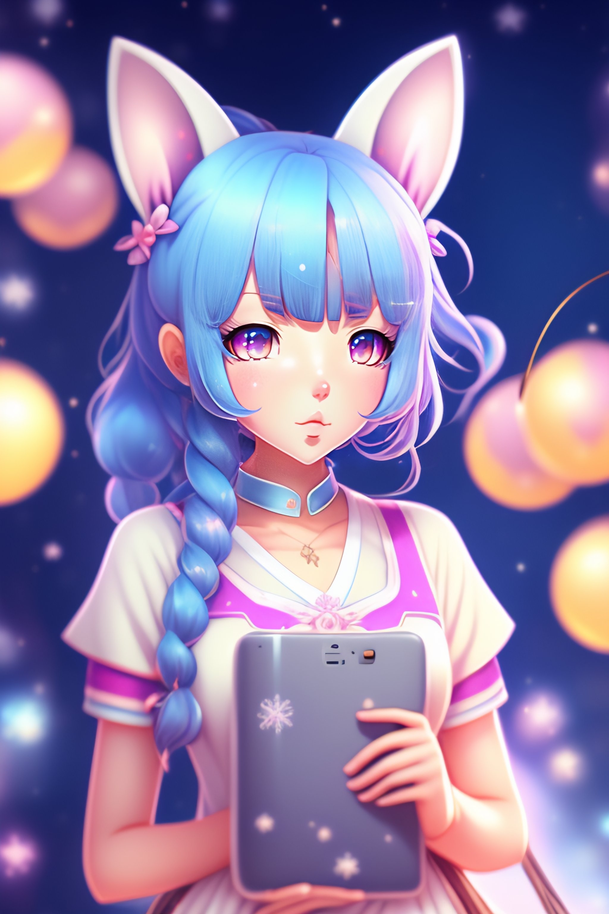 2050x3080 cute kawaii girl with bunny ears, Phone