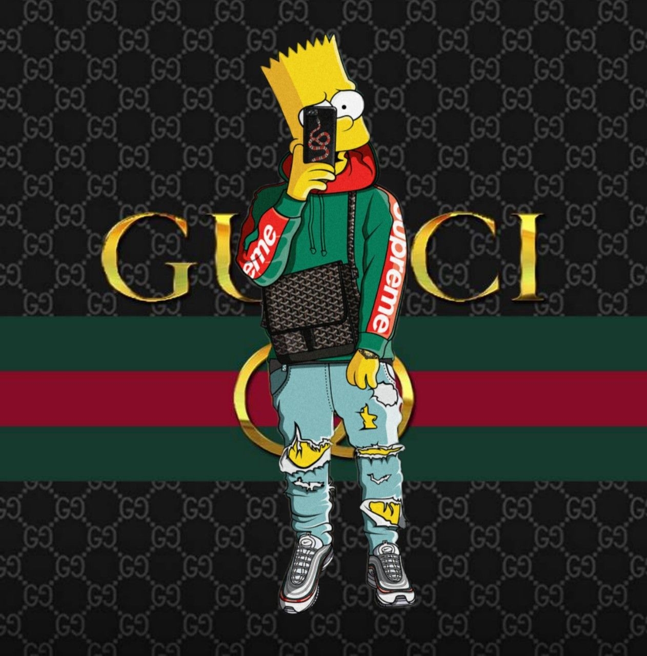 1270x1280 Bart Simpson Gucci x Supreme x Nike Air Max. Supreme iphone wallpaper, Simpson wallpaper iphone, Gucci wallpaper iphone, Phone