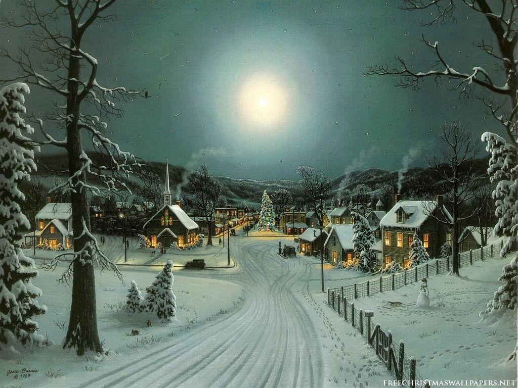 1030x770 Peaceful Christmas Village Wallpaper, Desktop