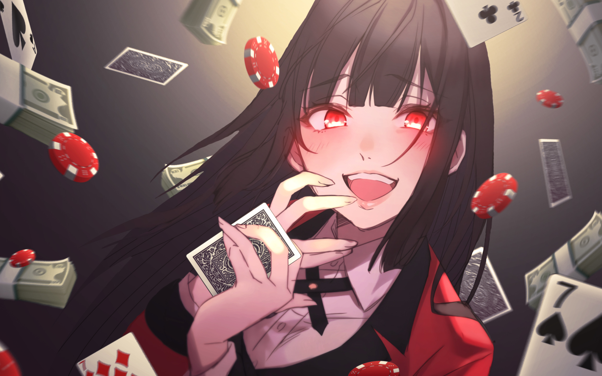 1920x1200 Download wallpaper Yumeko Jabami, playing cards, protagonist, Desktop