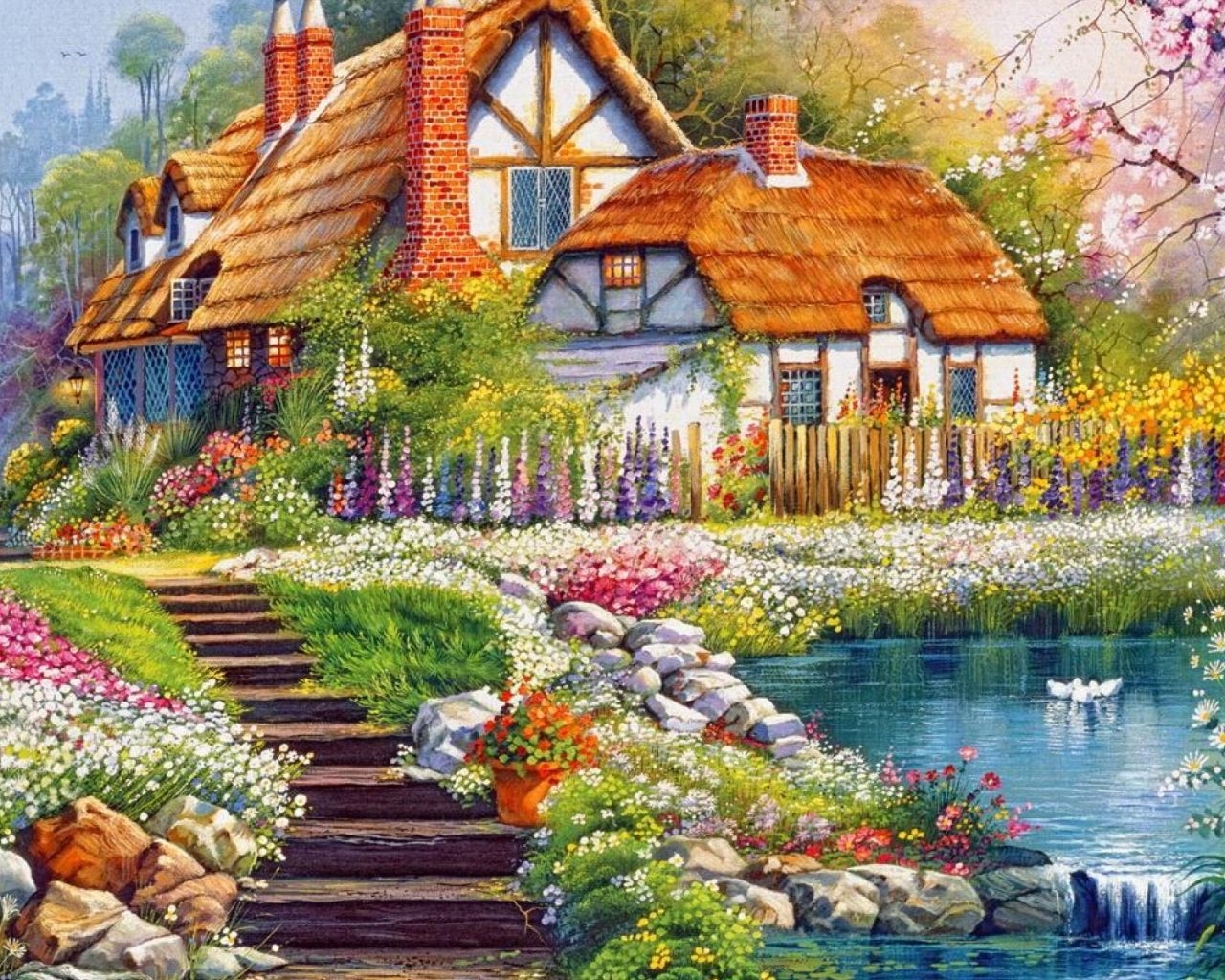 1280x1030 Beautiful Cottage Wallpaper Free Beautiful Cottage Background, Desktop