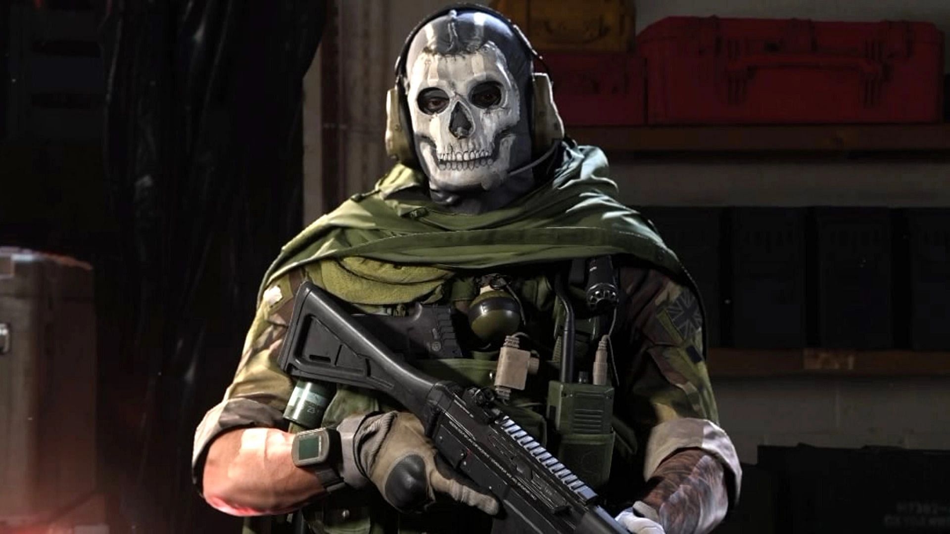 1920x1080 Modern Warfare 2 Ghost unmasked does the operator look under his skull veil, Desktop