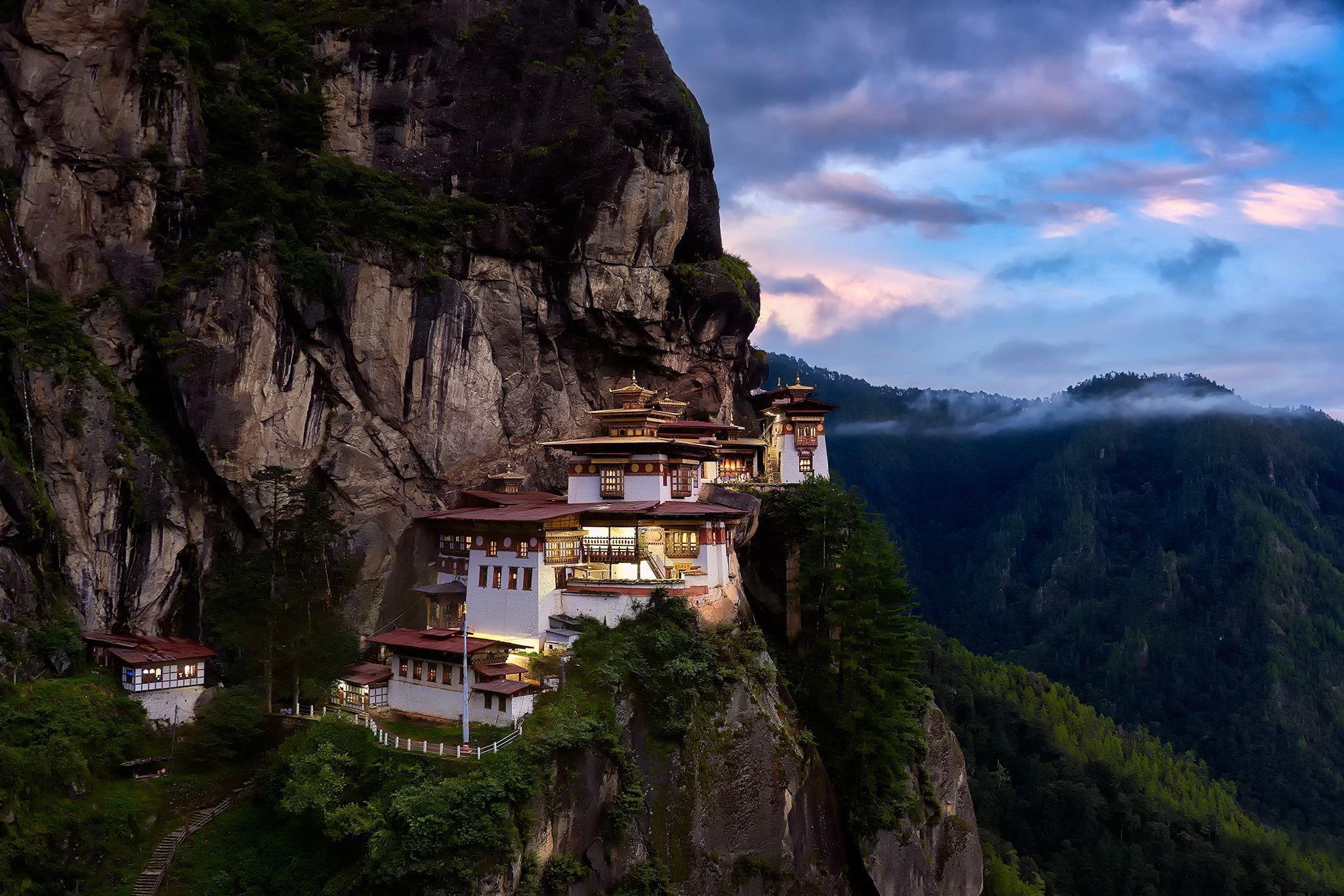 2050x1370 Wallpaper Paro Taktsang, Tigers Nest, monastery, Paro Valley, Paro, Desktop