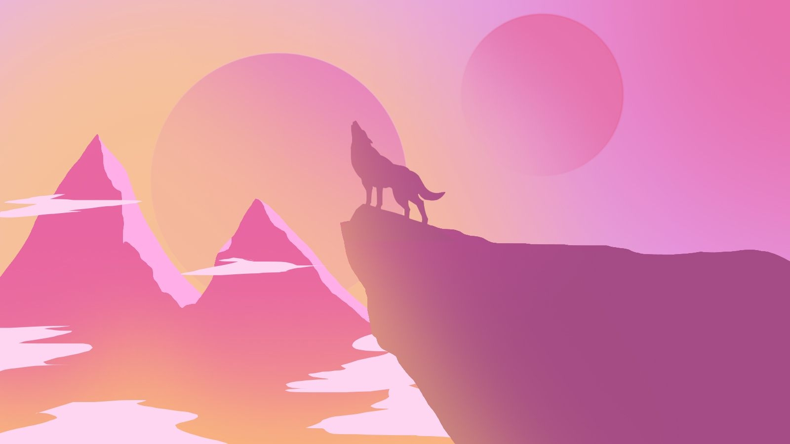 1600x900 Minimalist Pink Wolf Wallpaper:, Desktop