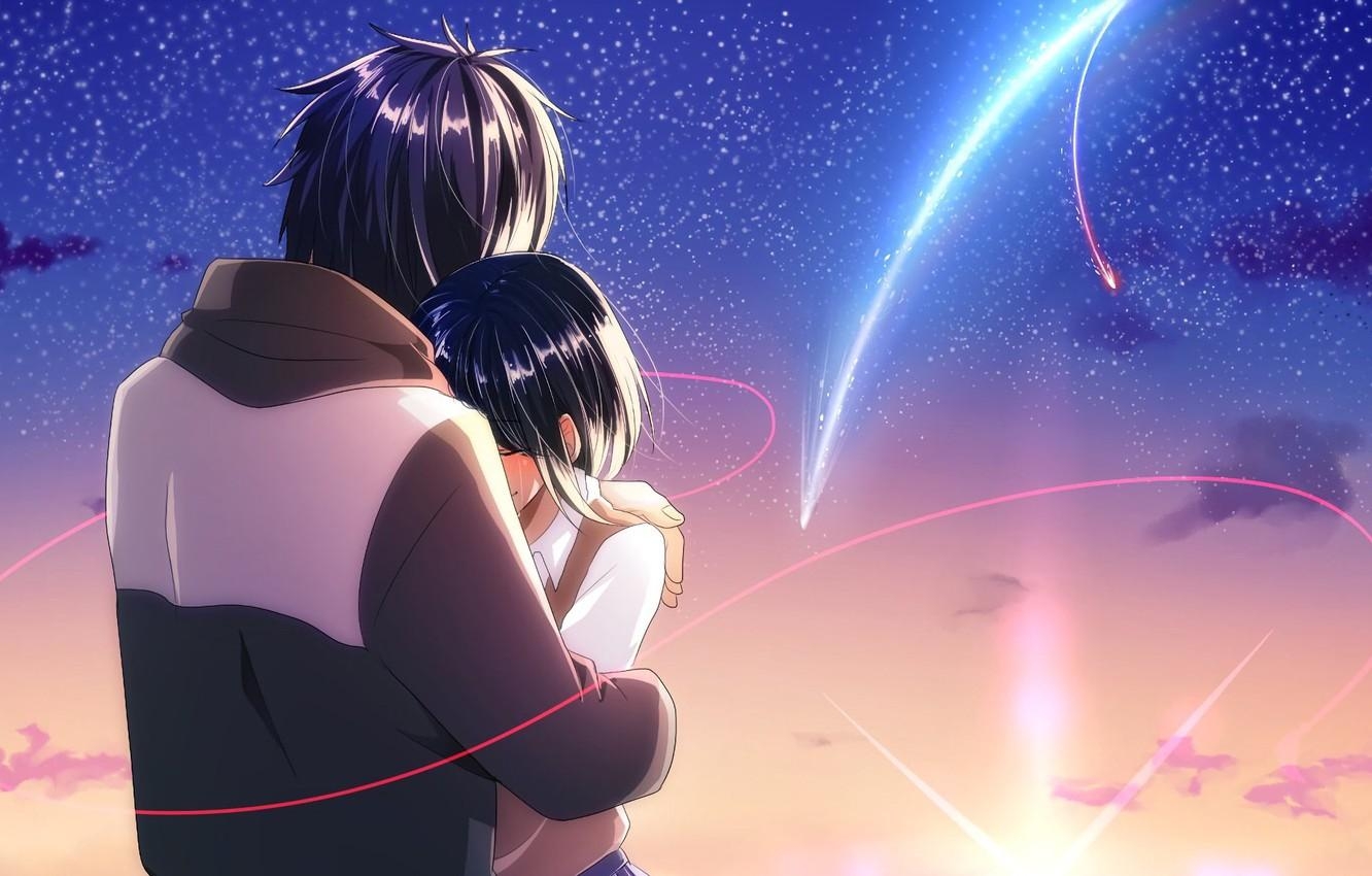 1340x850 Wallpaper girl, romance, anime, art, guy, Kamet, Still, Desktop