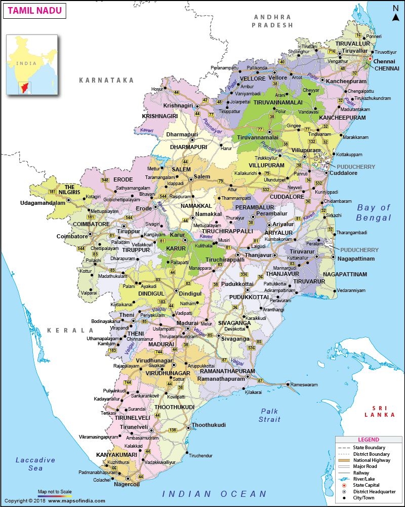 800x1000 Map of Tamil Nadu. Tamil nadu, Map, Political map, Phone