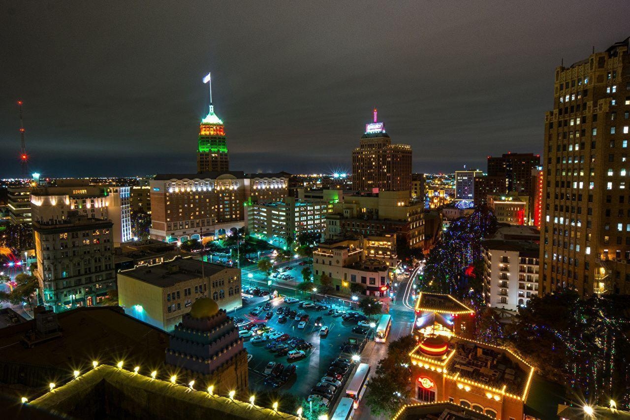 1280x860 Wallpaper Texas USA New year San Antonio Street Night Street lights, Desktop