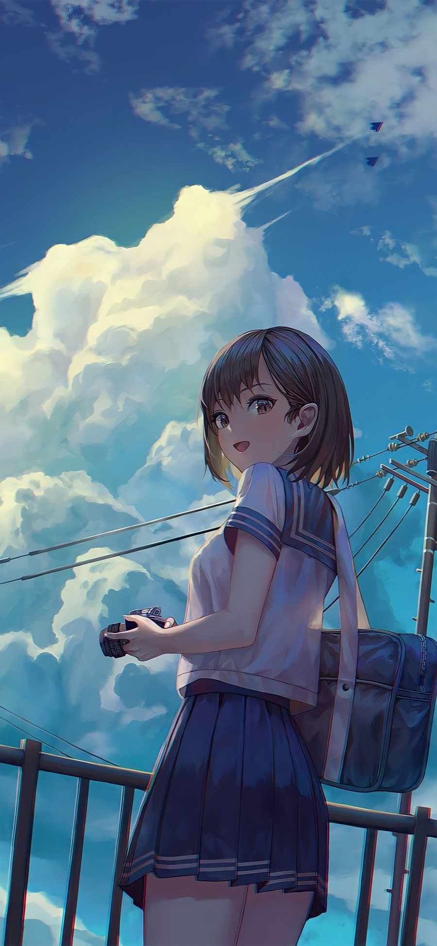 900x1950 Anime Girl Photography Cloudy Sky IPhone 13 Wallpaper IPhone Wallpaper Wallpaper Download, Phone