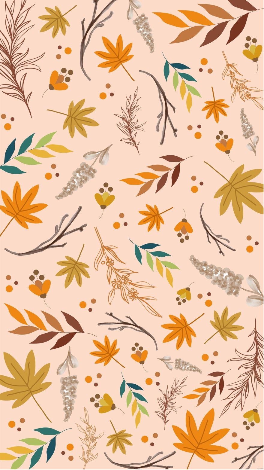 880x1570 Free Vintage Fall Floral Background in Illustrator, EPS, SVG, JPG, Phone