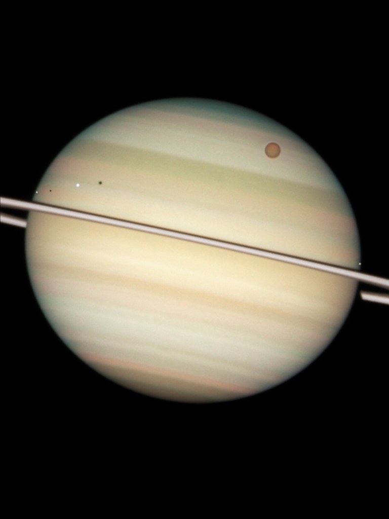 770x1030 Saturn and Titan Wallpaper. Hubble Space Telescope image of, Phone