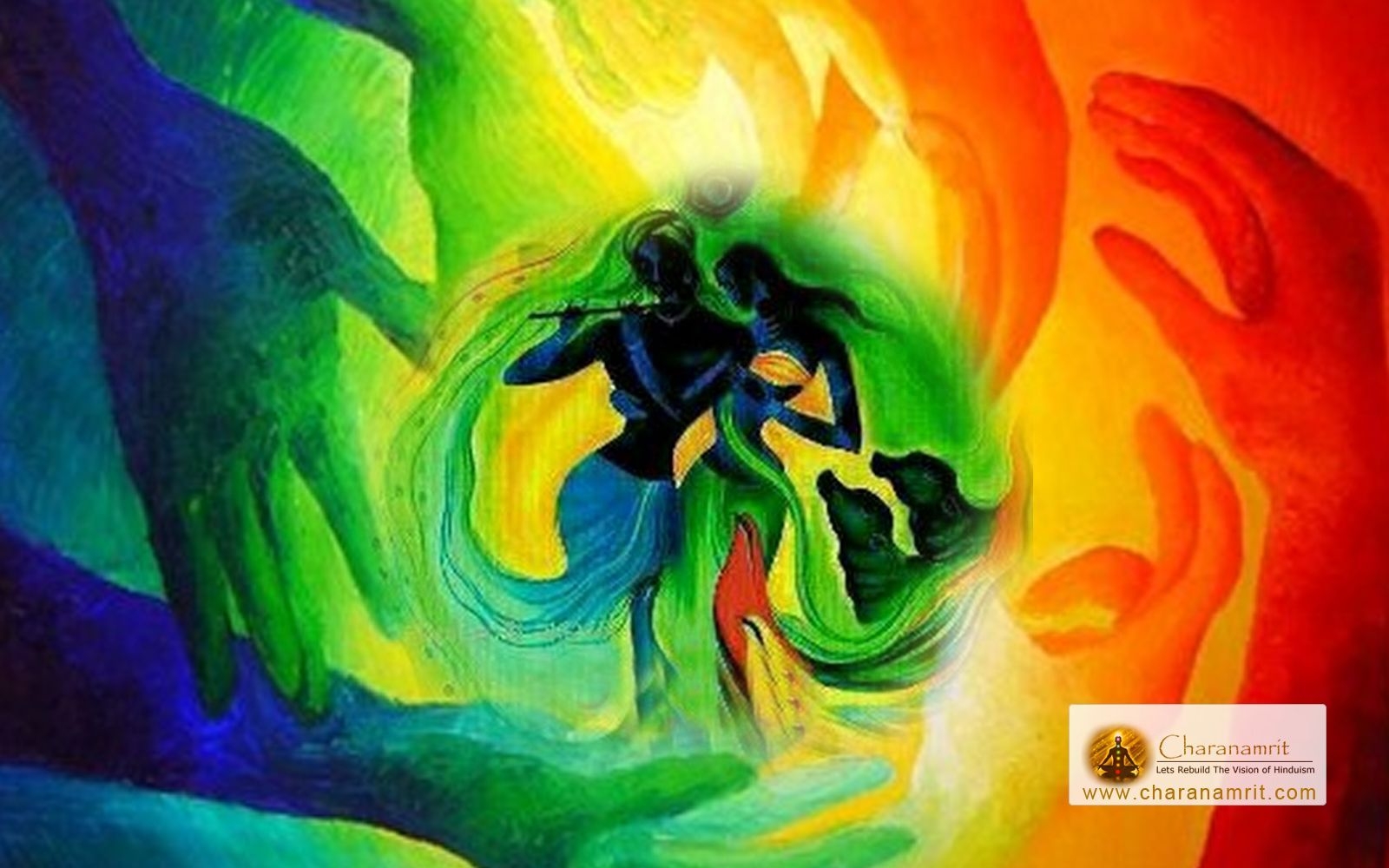 1600x1000 Beautiful Colorful Multicolor Radha and Krishna Holi Wallpaper, Desktop