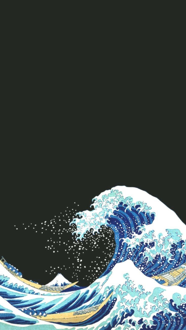 740x1310 Wallpaper Celular- Amoled Great Wave Off Kanagawa Wave Off, Phone