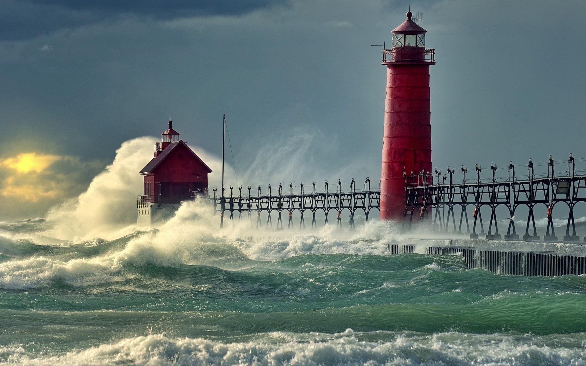 1920x1200 Lighthouse Stormy Sea, Desktop