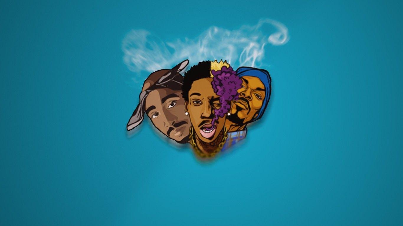 1370x770 Wallpaper, illustration, music, hip hop, blue, 2Pac, Snoop Dogg, Desktop