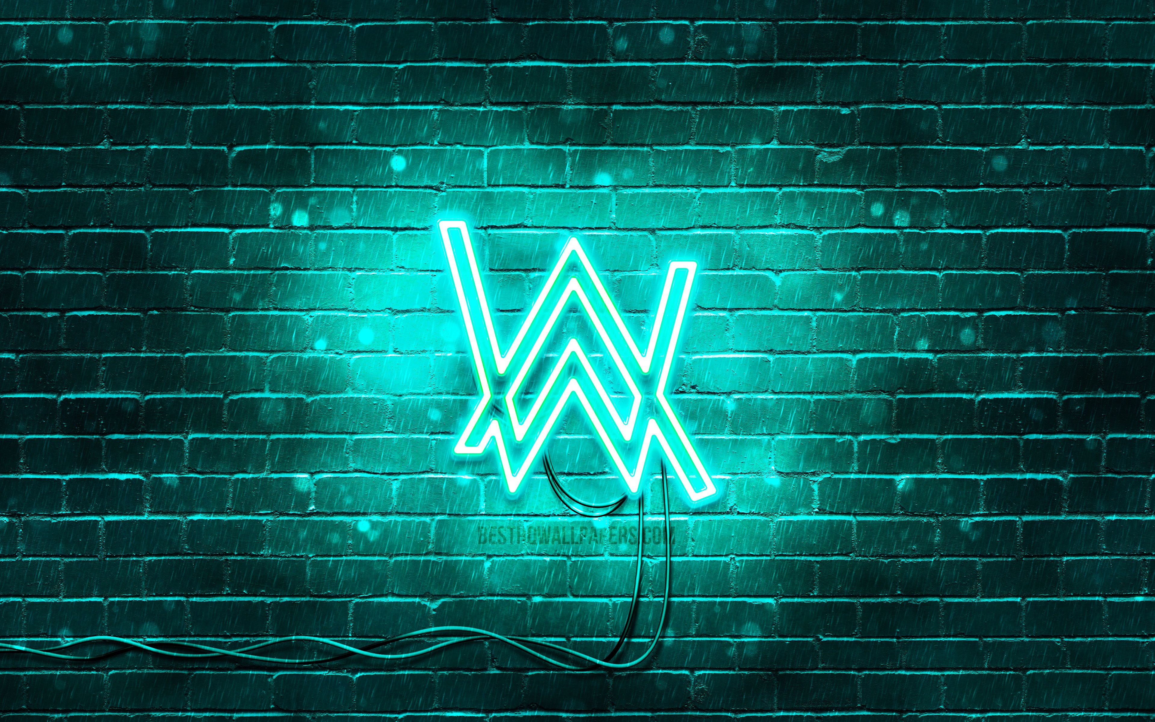 3840x2400 Download wallpaper Alan Walker turquoise logo, 4k, superstars, turquoise brickwall, Alan Walker logo, Alan Olav Walker, music stars, Alan Walker neon logo, Alan Walker for desktop with resolution. High Quality HD, Desktop