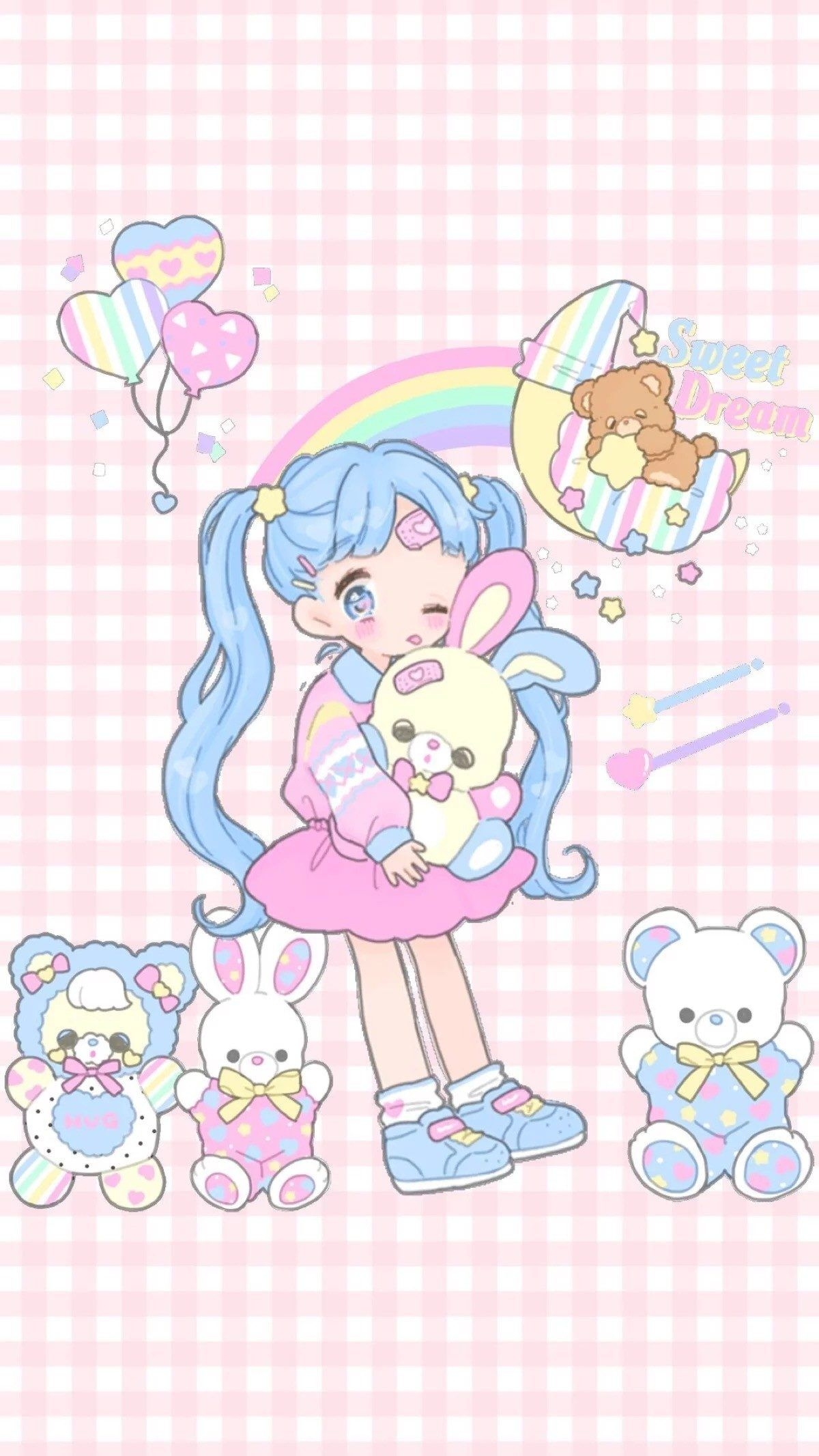 1200x2140 Kawaii Art, Kawaii Anime, Pastel Wallpaper, Pastel Art, iPhone Wallpaper, Coloring Book, Anime Girls, Hello Kitty, Hawaii, Phone