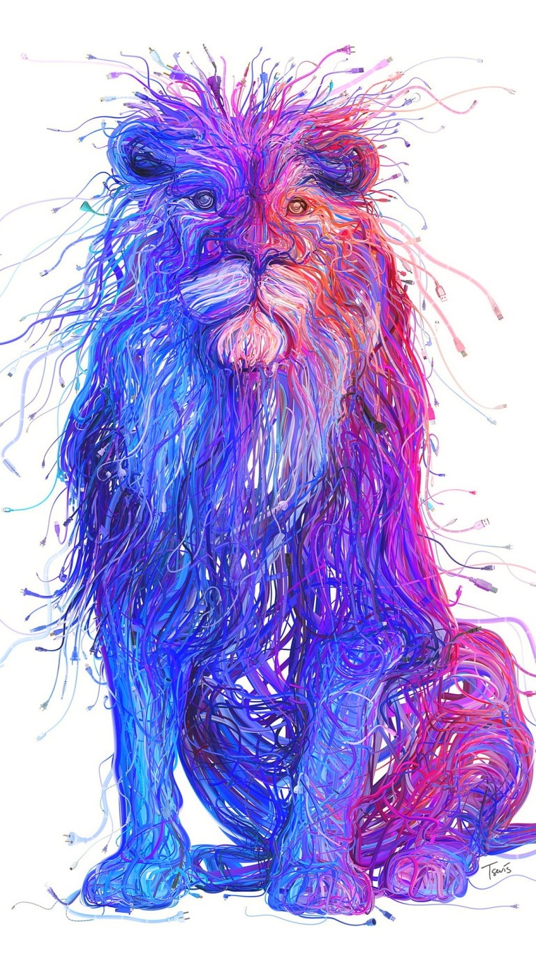 770x1370 Lion Abstract Ultra HD 8K Resolution Mobile Wallpaper Download, Phone