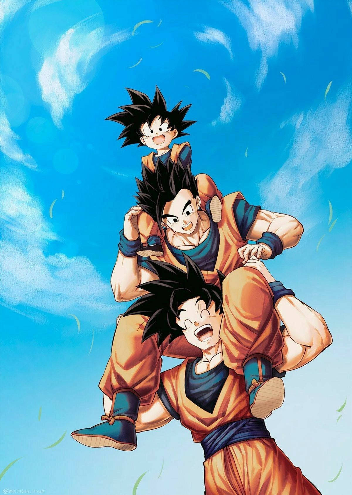 1200x1690 Download Goku, Gohan, Goten Happy Family Wallpaper, Phone