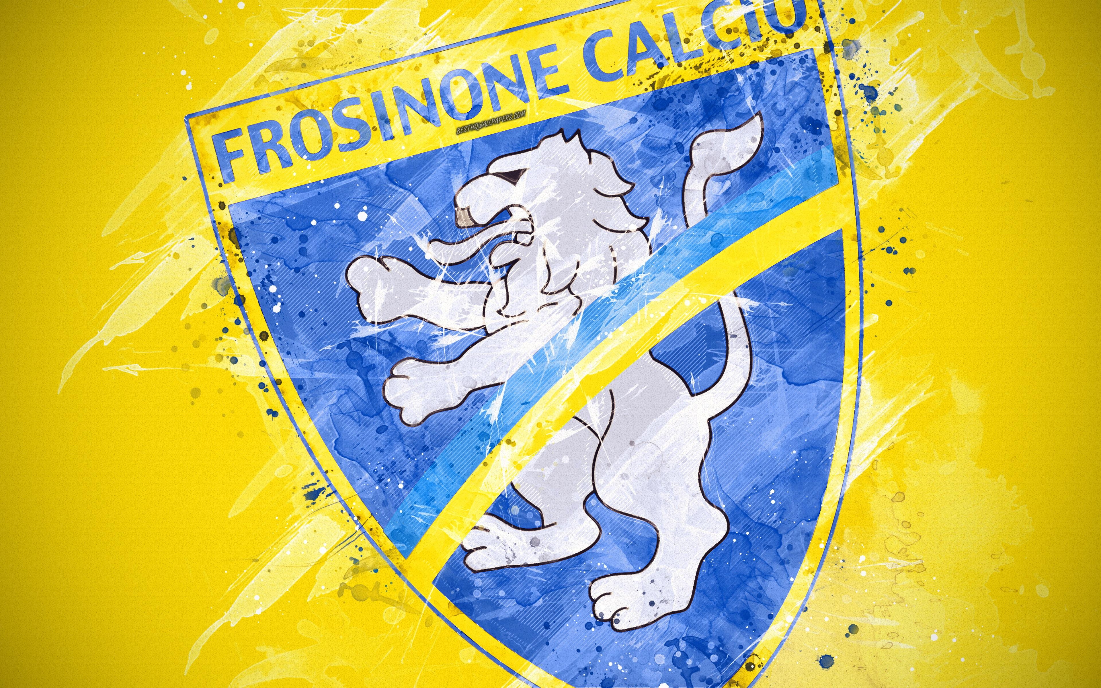 3840x2400 Download wallpaper Frosinone Calcio, 4k, paint art, creative, Desktop