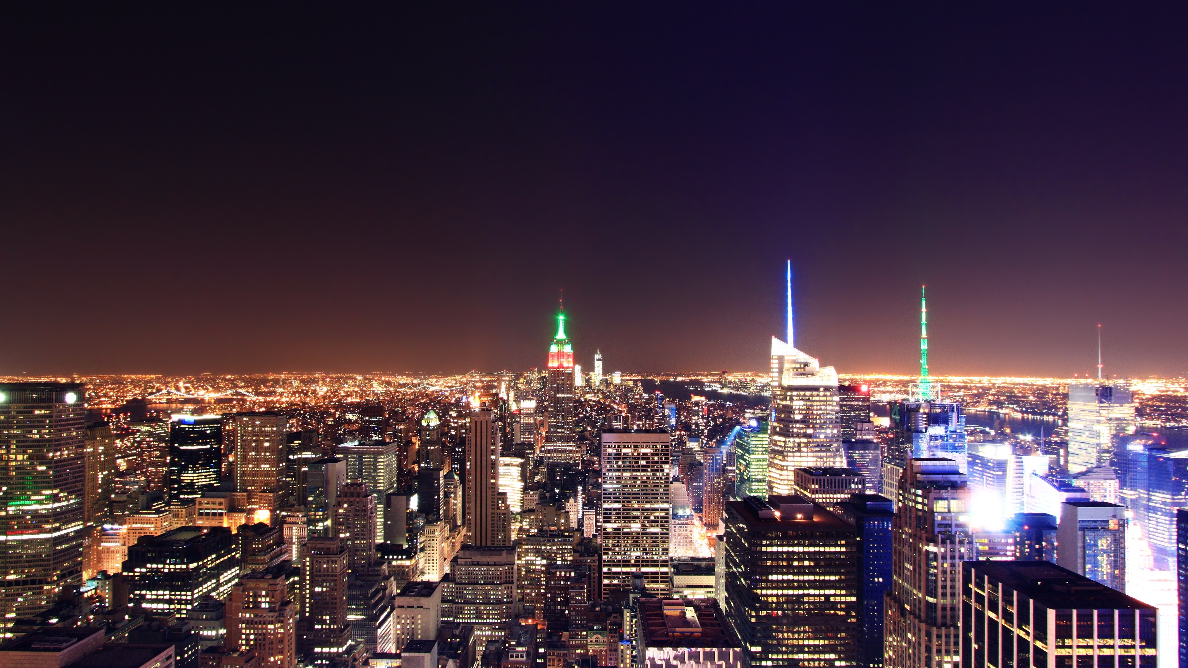 3840x2160 New York City Wallpaper 4K, Cityscape, City lights, Night time, City Skyline, World, Desktop