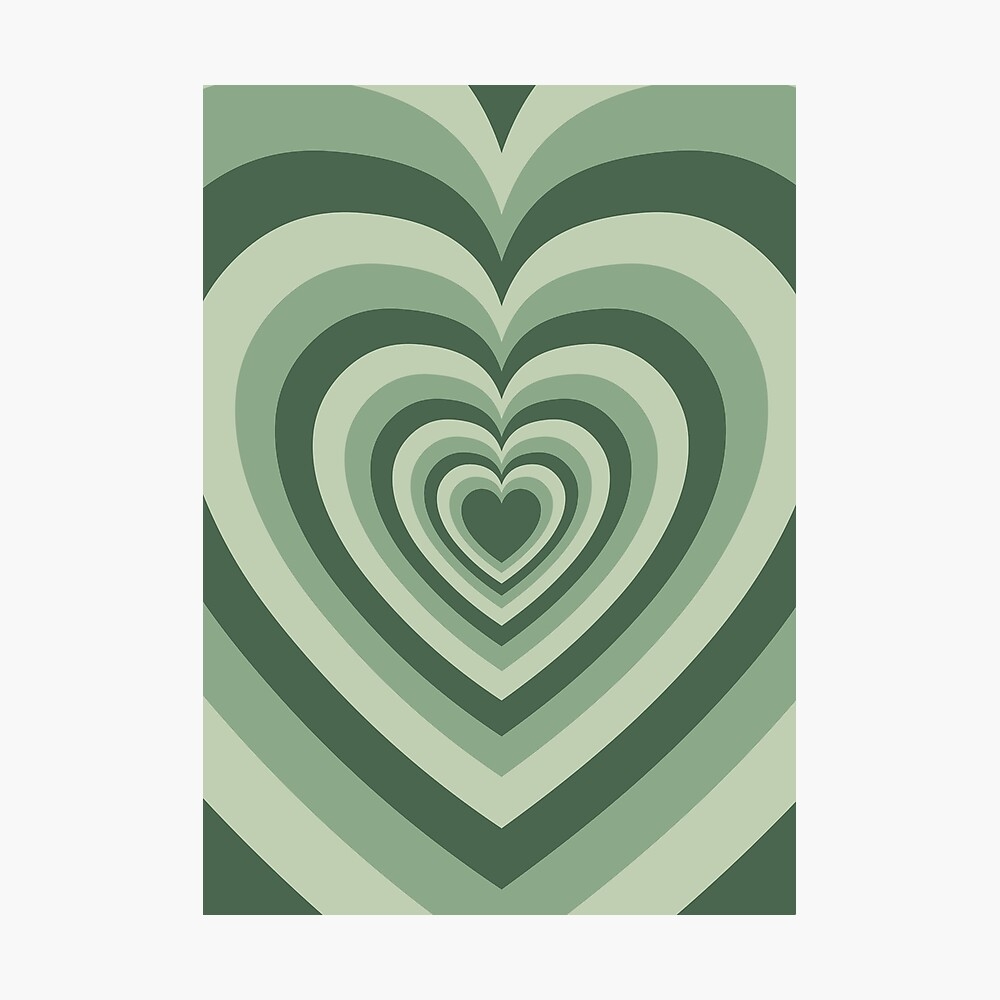 1000x1000 Sage Green Hearts Poster, Phone