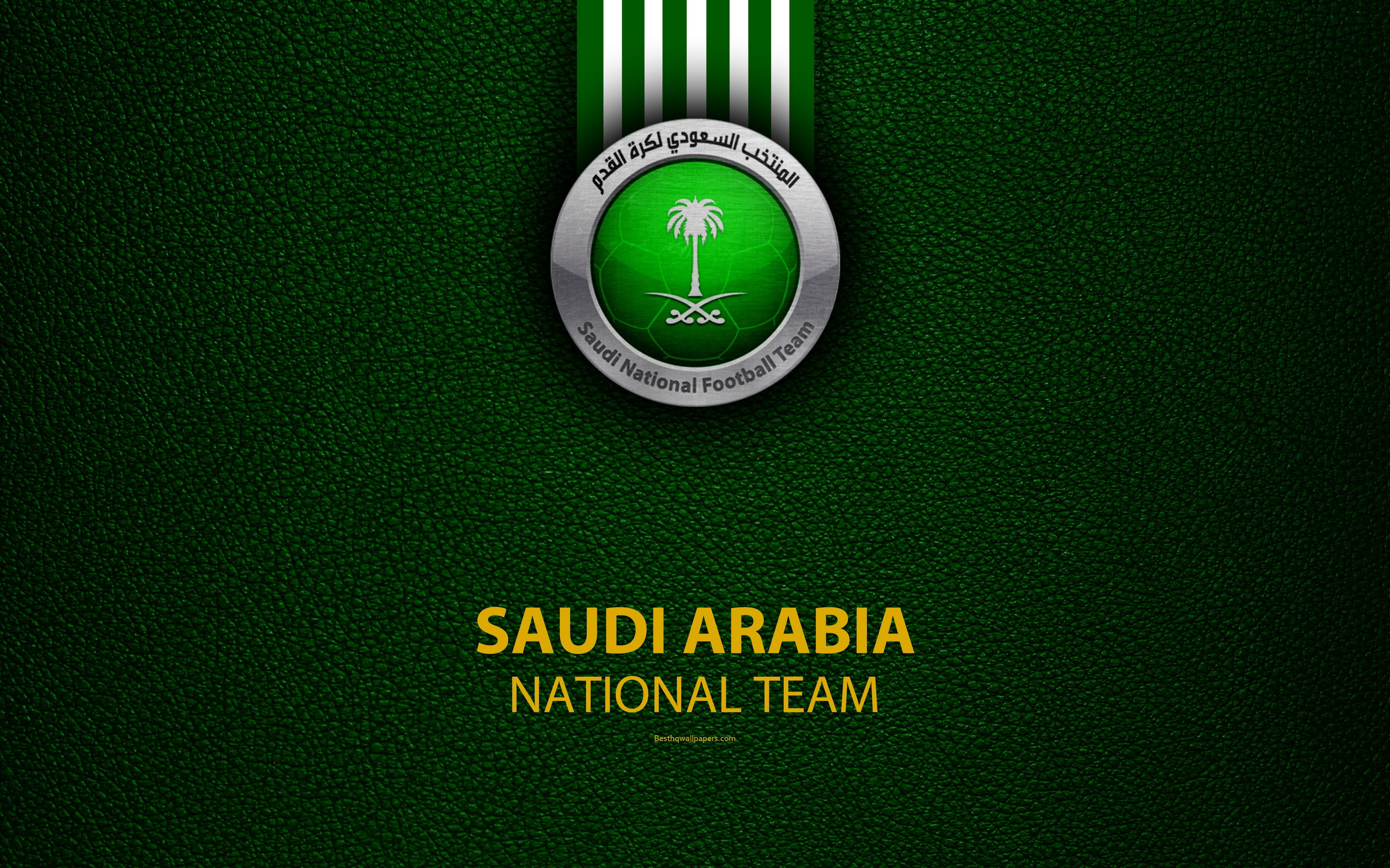 3840x2400 Download wallpaper Saudi Arabia football national team, 4K, leather, Desktop