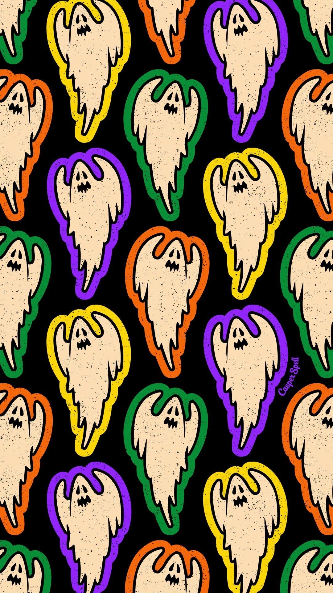 1080x1920 Halloween Ghosts Pattern. Trippy wallpaper, Edgy wallpaper, Wall collage, Phone