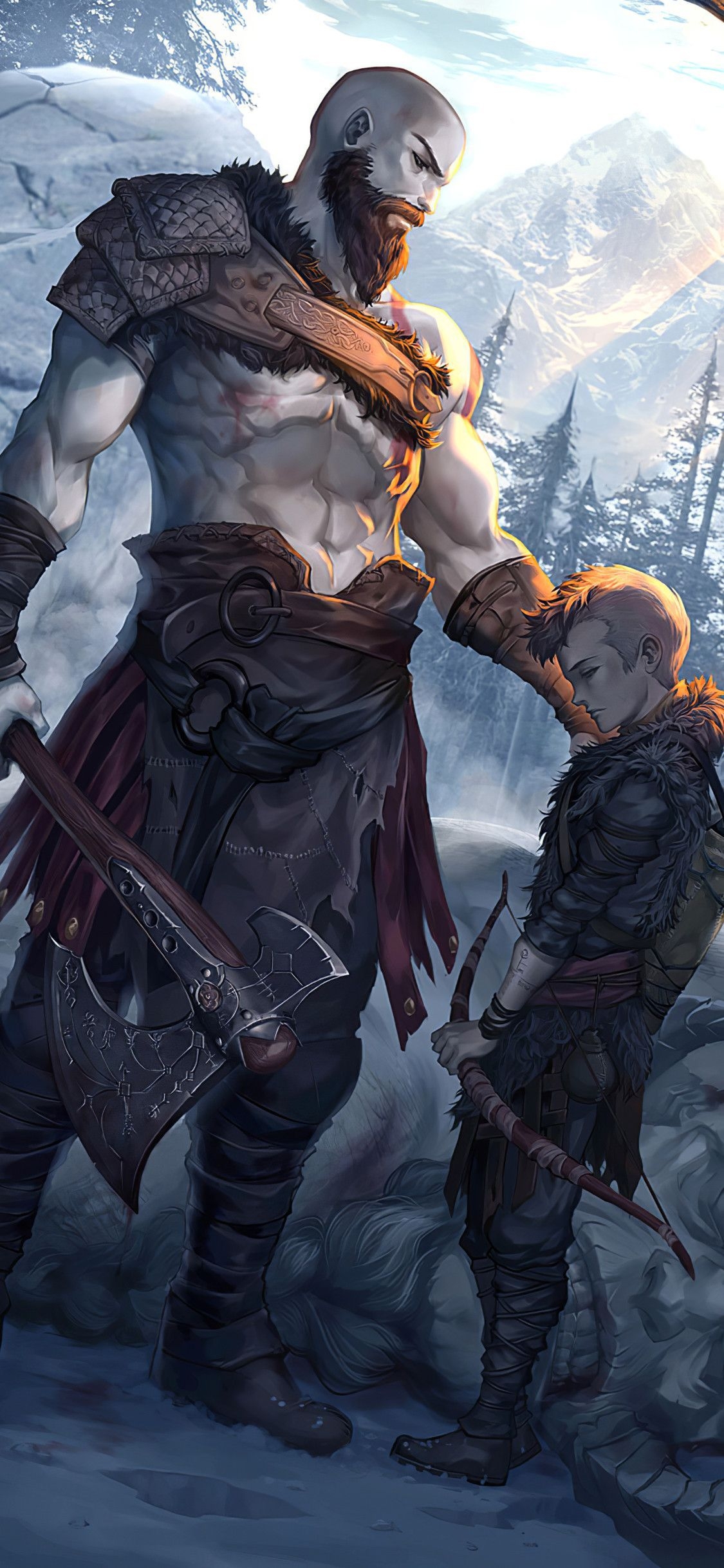 1130x2440 Kratos And Atreus God Of War Art iPhone XS, iPhone iPhone X HD 4k Wallpaper, Image, Background, P. Kratos god of war, God of war, Kratos and atreus, Phone