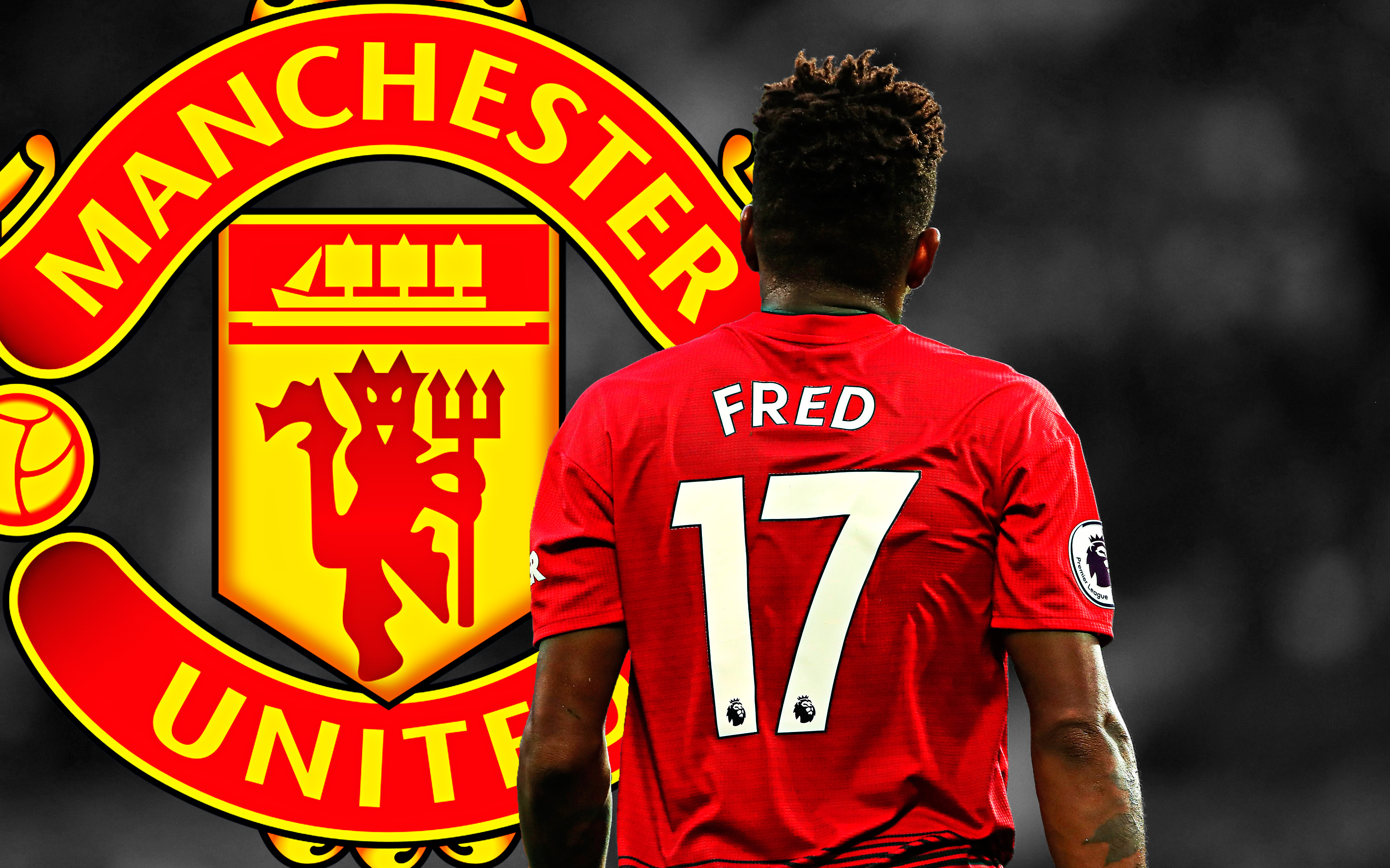 3840x2400 Download wallpaper Fred, 4k, Manchester United FC, art, Brazilian football player, creative art, Premier League, England, football, Frederico Rodrigues de Paula Santos for desktop with resolution. High Quality HD picture wallpaper, Desktop